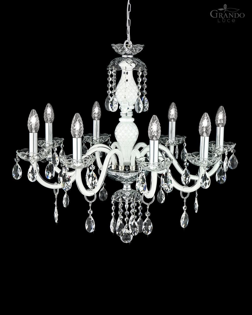 1048 Ch Chrome White Crystal Chandelier With Swrovski Spectra Throughout White Chandelier (View 6 of 15)