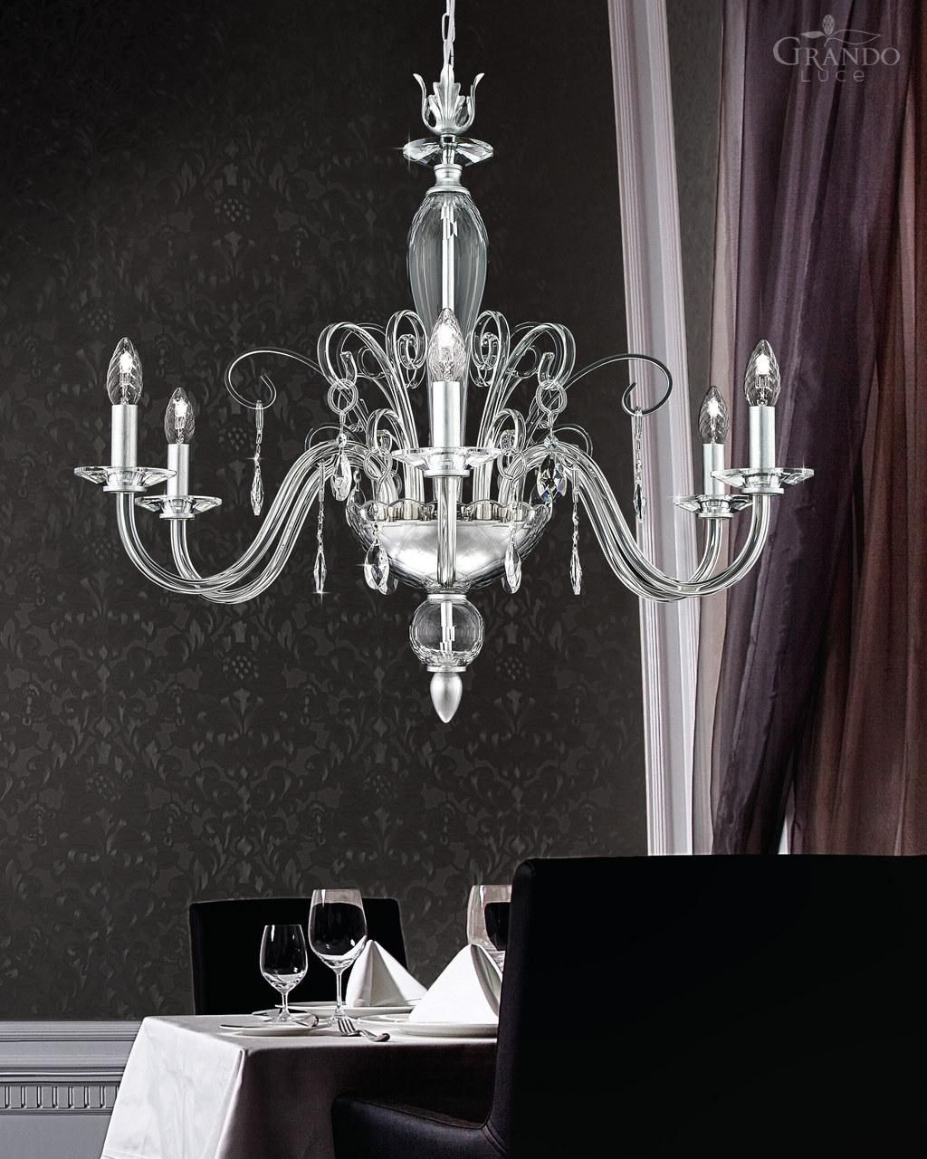 1206 Ch Silver Leaf Crystal Chandelier With Crystal Swarovski For Silver Chandeliers (Photo 4 of 15)