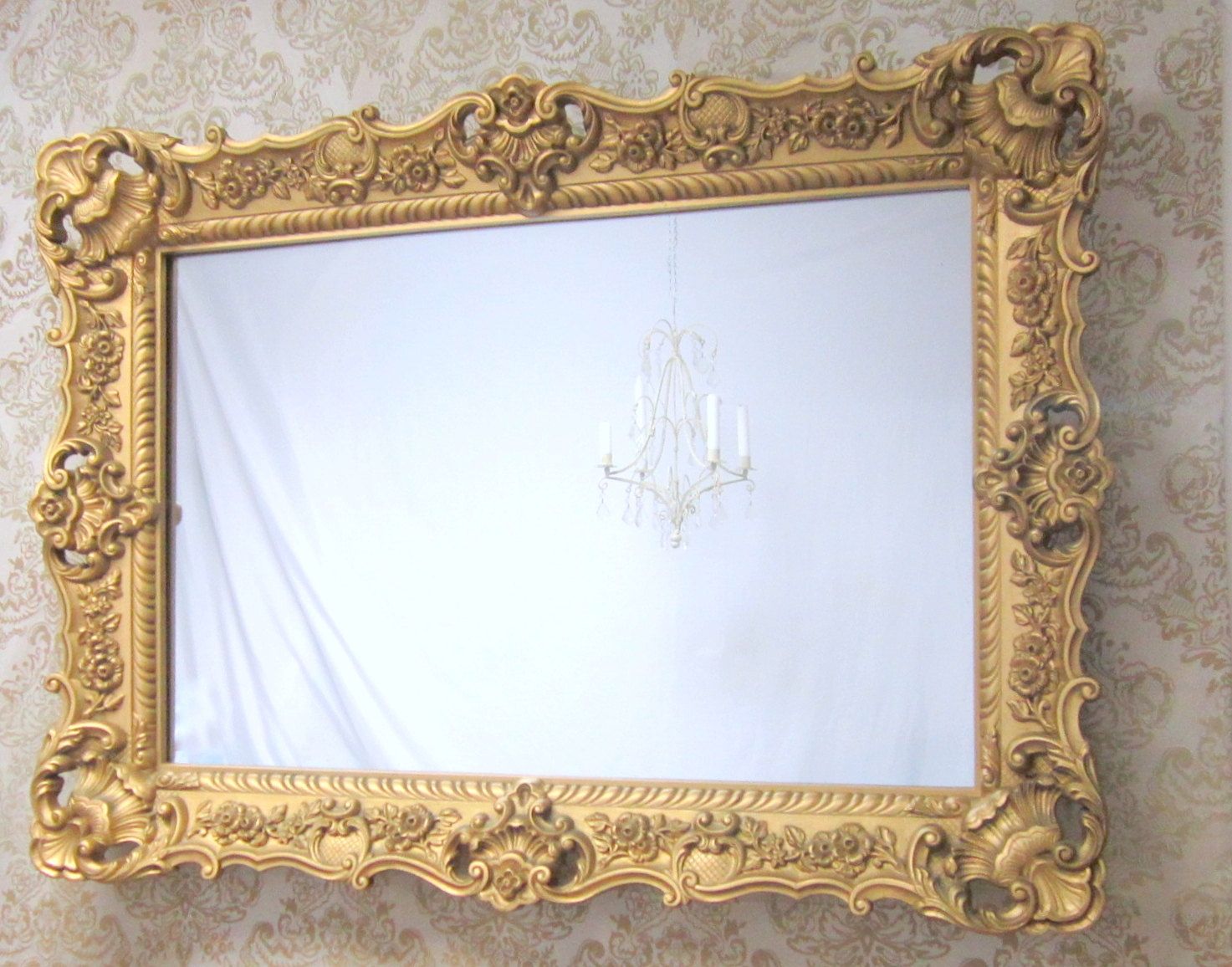 Large Gold Framed Mirror : X LARGE Antique GOLD Shabby Chic Ornate