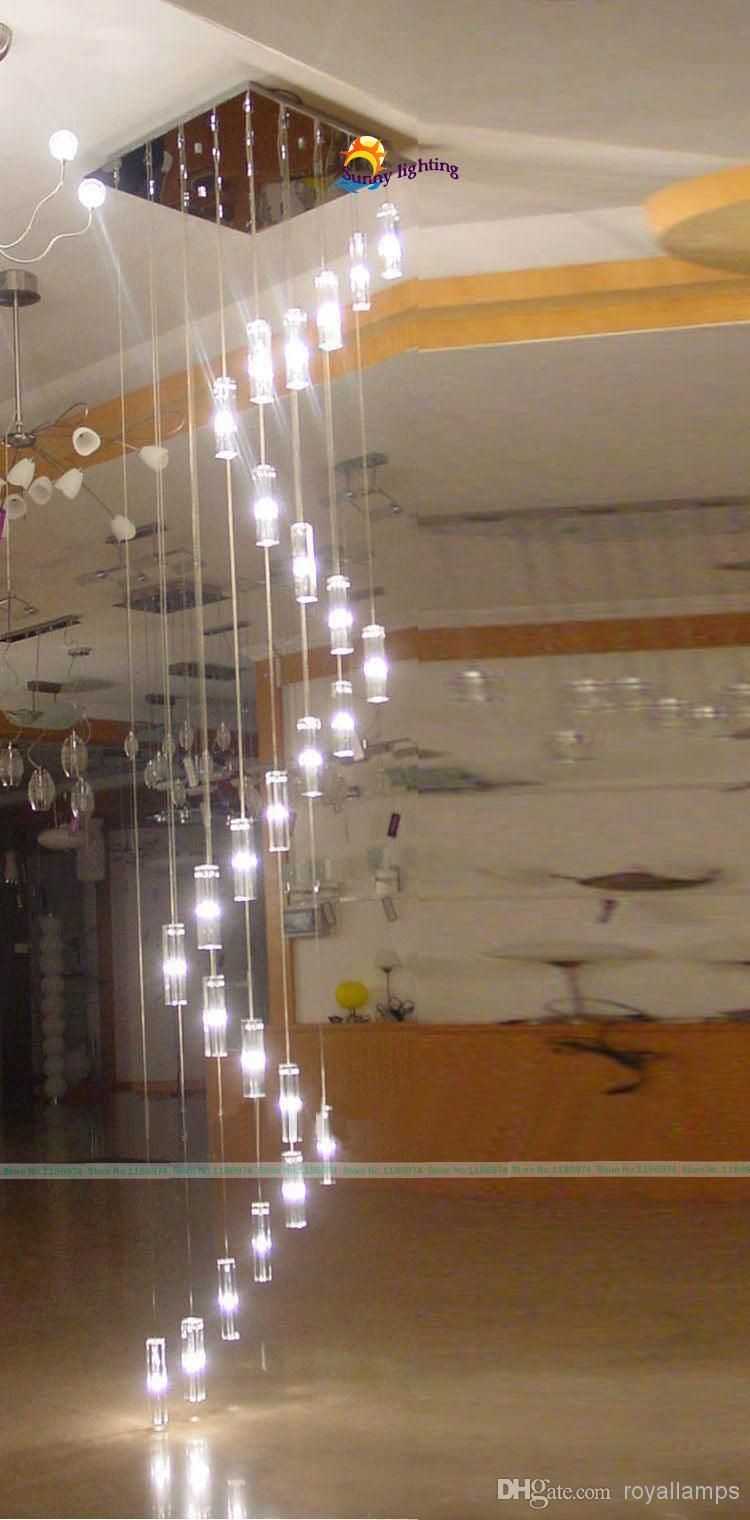 30 Lights 35 4m Large Long Stairway Crystal Chandelier Lamp Big For Long Chandelier Lights (Photo 5 of 15)