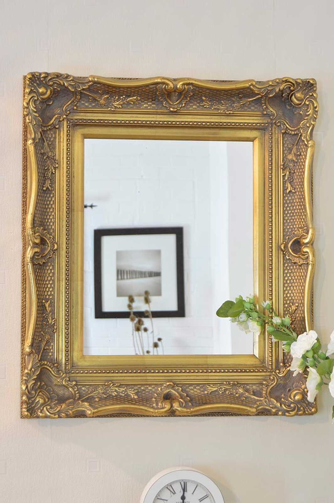 79cm X 69cm Large Gold Ornate Antique Design Big Wall Mirror Regarding Big Ornate Mirrors (View 15 of 15)