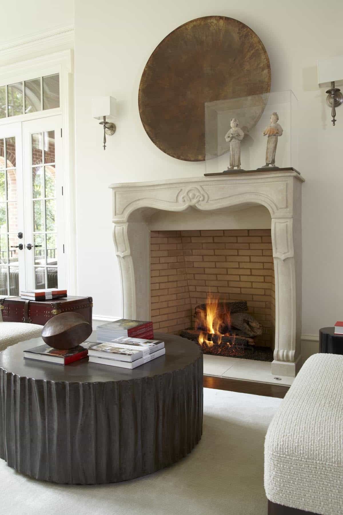 Asian Living Room With Decorative Fireplace Surround ...