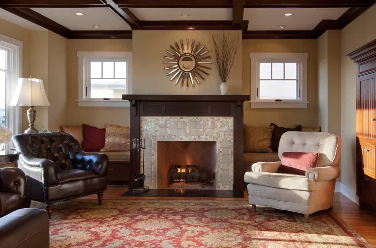 Featured Photo of Cozy Craftsman Living Room With Leather Armchair