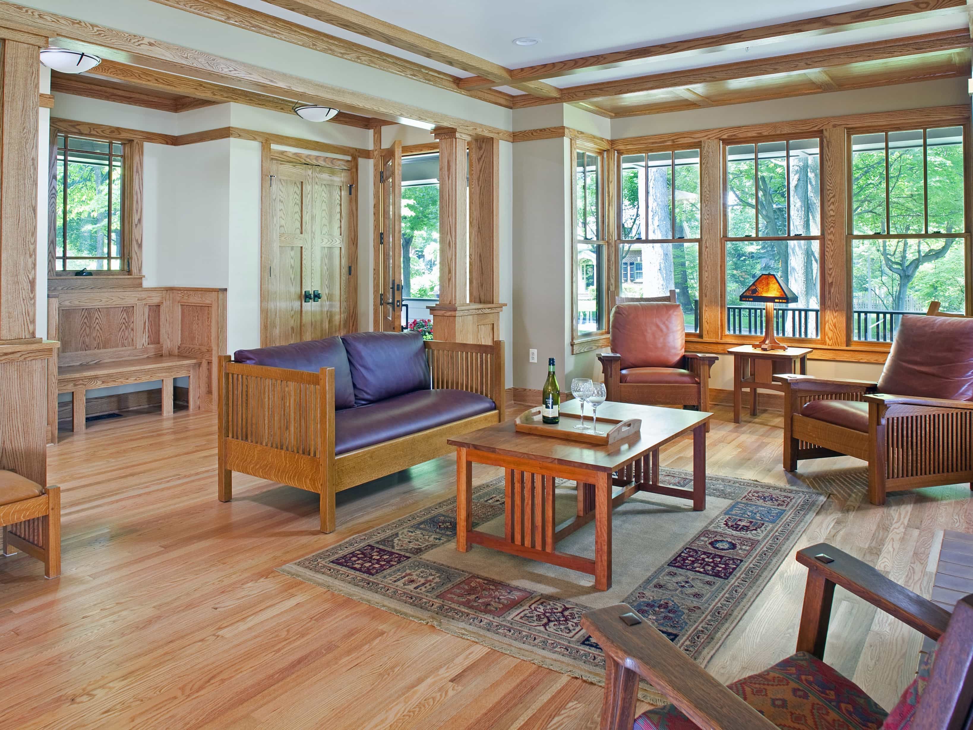 living room with oak floors