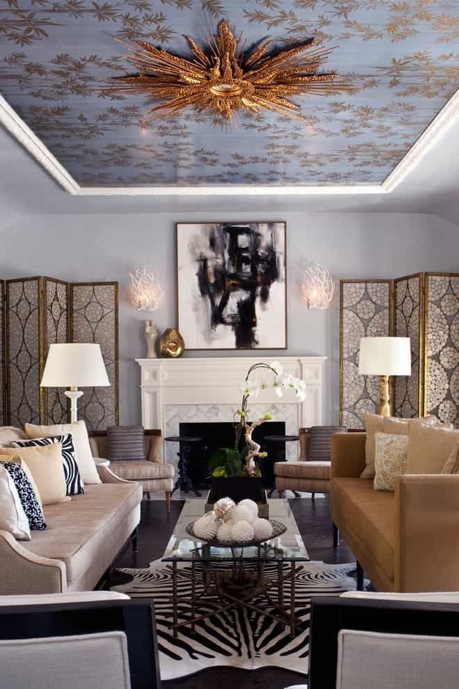 Indian Living Room With Classic Furniture and Ceiling