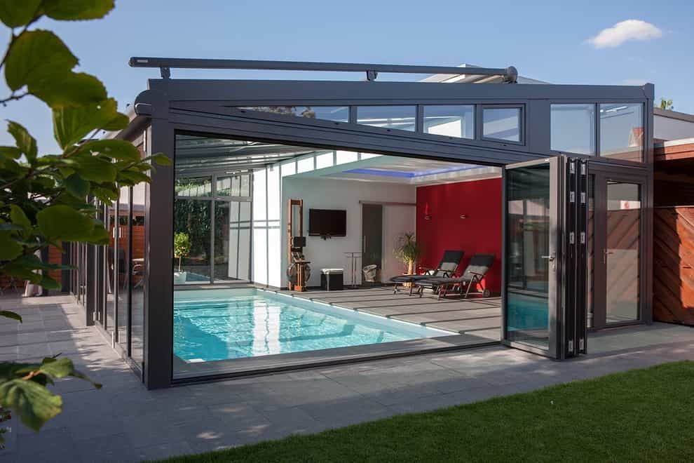 Mid Sized Trendy Backyard Rectangular Indoor Pool Design (View 3 of 14)