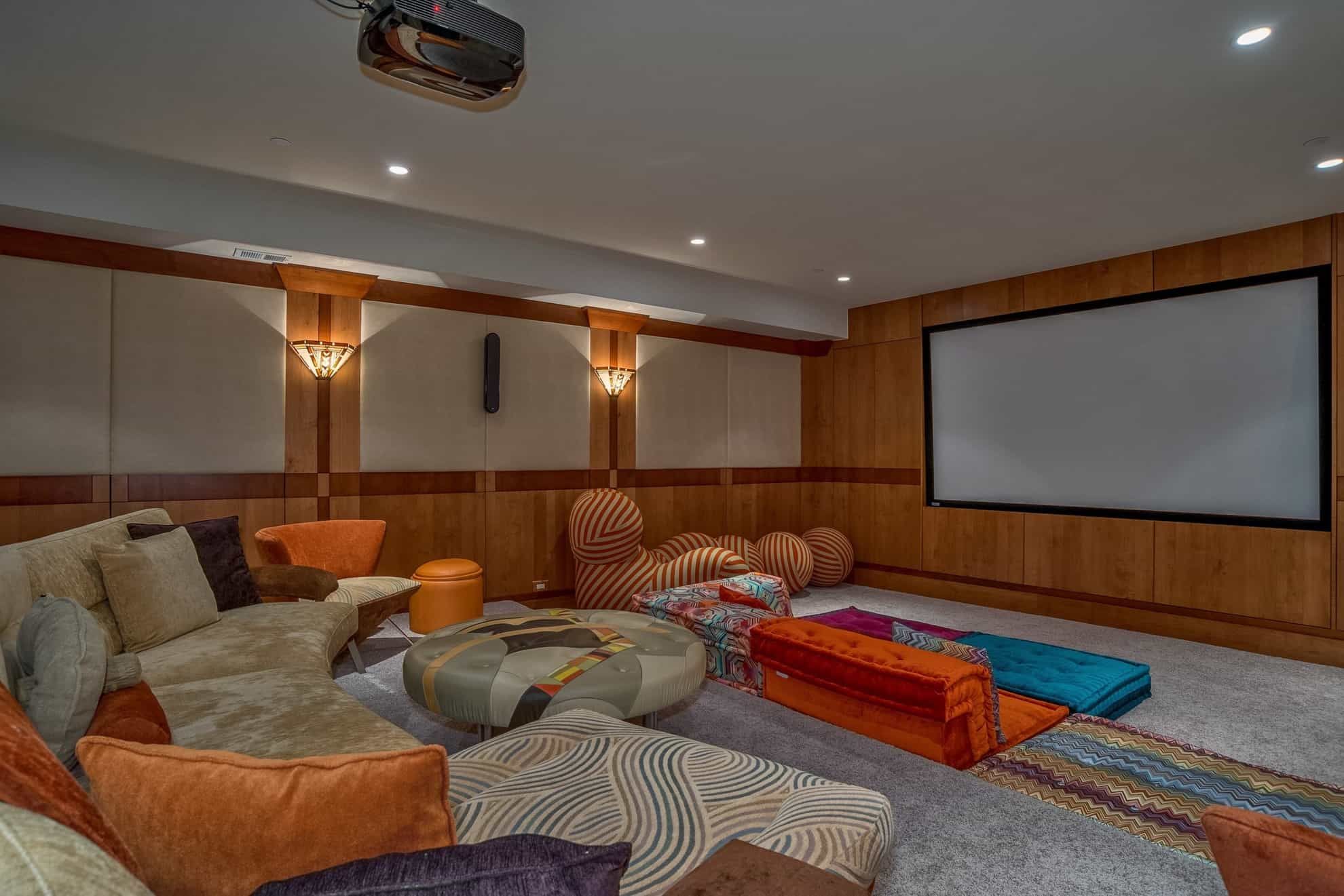 Featured Photo of Modern Style Home Theater With Craftsman Style Wall Sconces