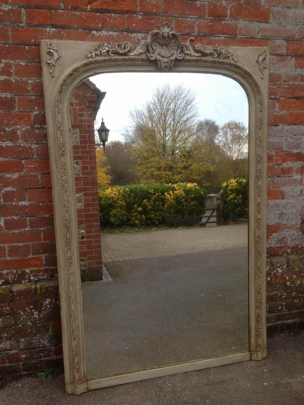 A Beautiful Large Antique 19th Century French Carved Wood Gesso With Regard To Large Antiqued Mirror (View 6 of 15)