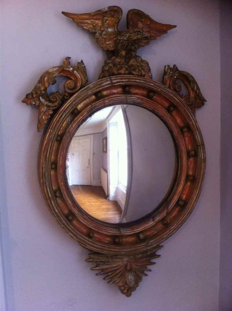 A Highly Unusual Large Early English Antique Carved Wood Convex Regarding Unusual Mirrors (View 12 of 15)