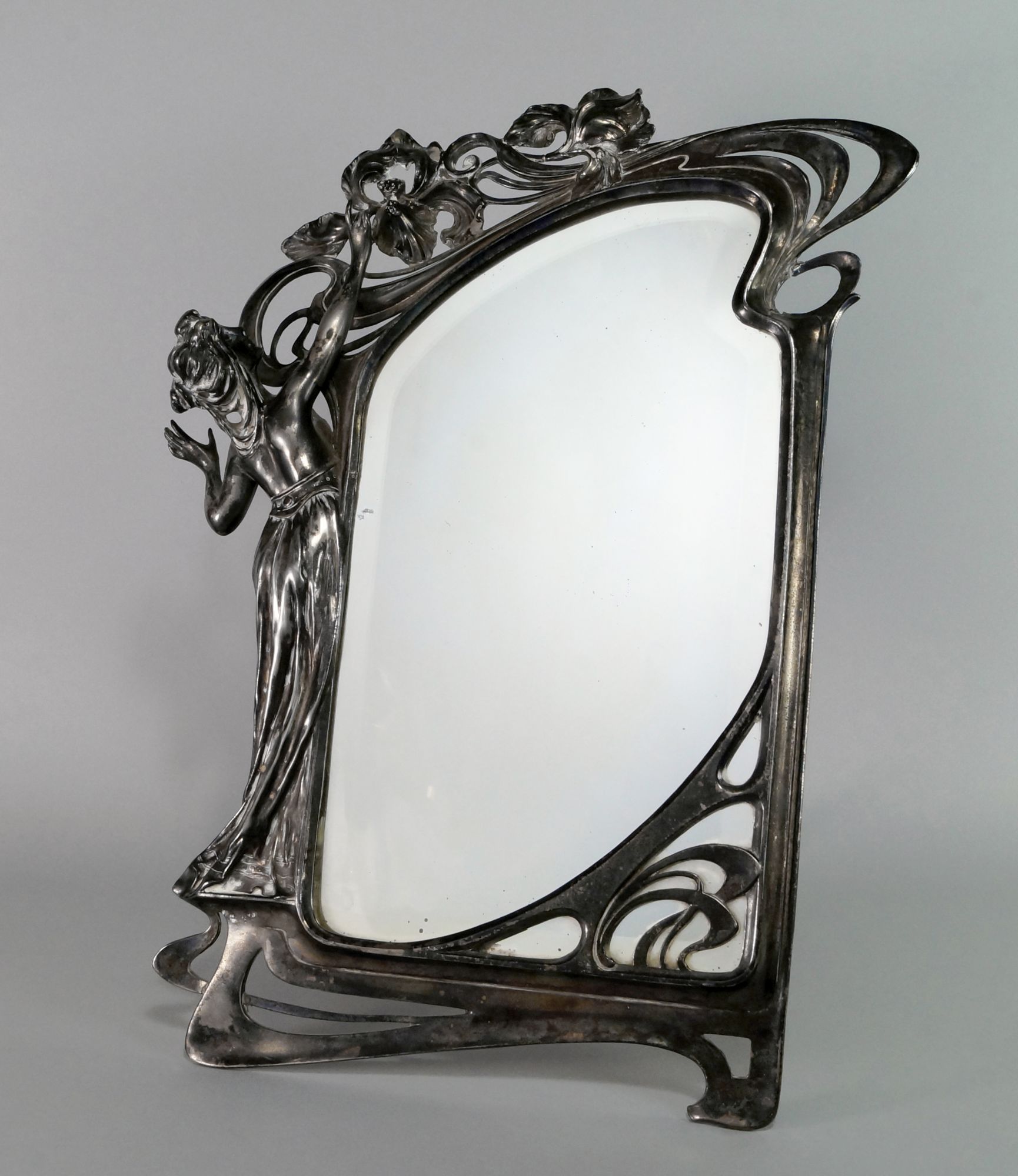 A Jugendstil Pewter Strut Mirror Decorated With An Art Nouveau With Mirror Art Nouveau (View 13 of 15)