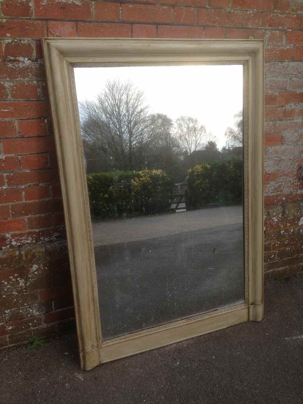 A Large Antique French 19th Century Painted Wall Mirror Antique Intended For Large Landscape Mirrors (Photo 10 of 15)