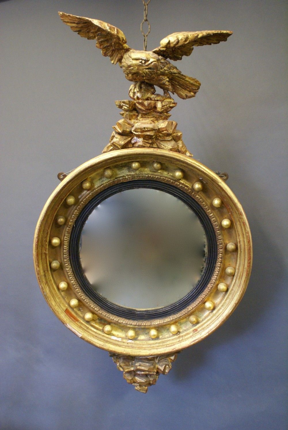 A Regency Convex Mirror With Carved Eagle 302704 With Antique Convex Mirrors For Sale (Photo 14 of 15)