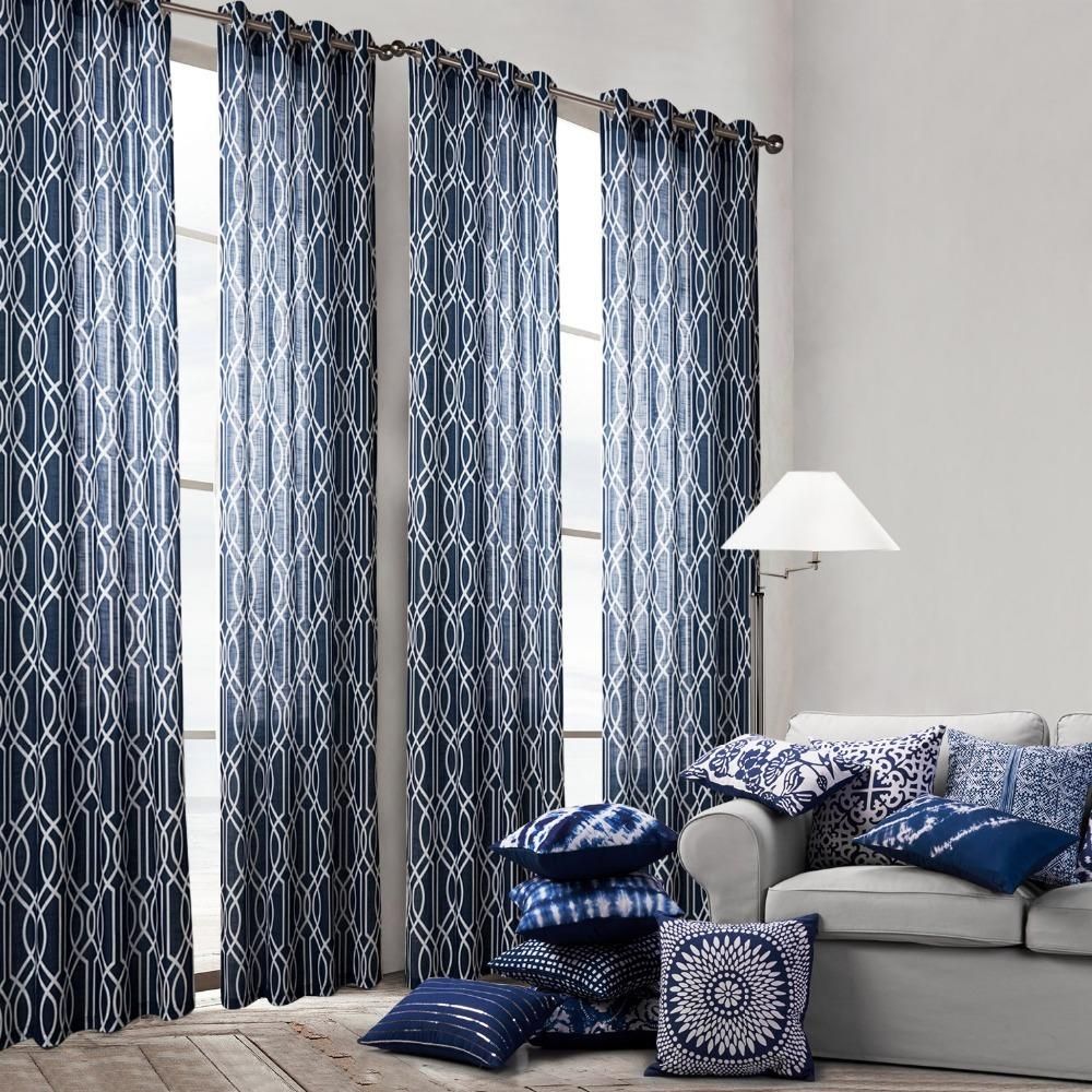 Aliexpress Buy Printed Striped Window Curtain Living Room Regarding Striped Door Curtain (View 9 of 15)