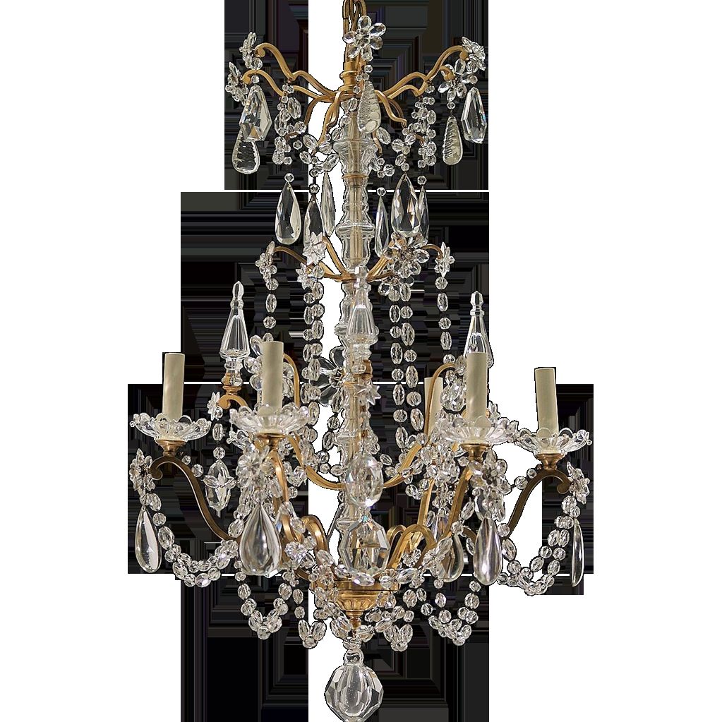 Antique 6 Light French Gilt Brass And Crystal Chandelier From Tolw Within French Crystal Chandeliers (View 10 of 15)