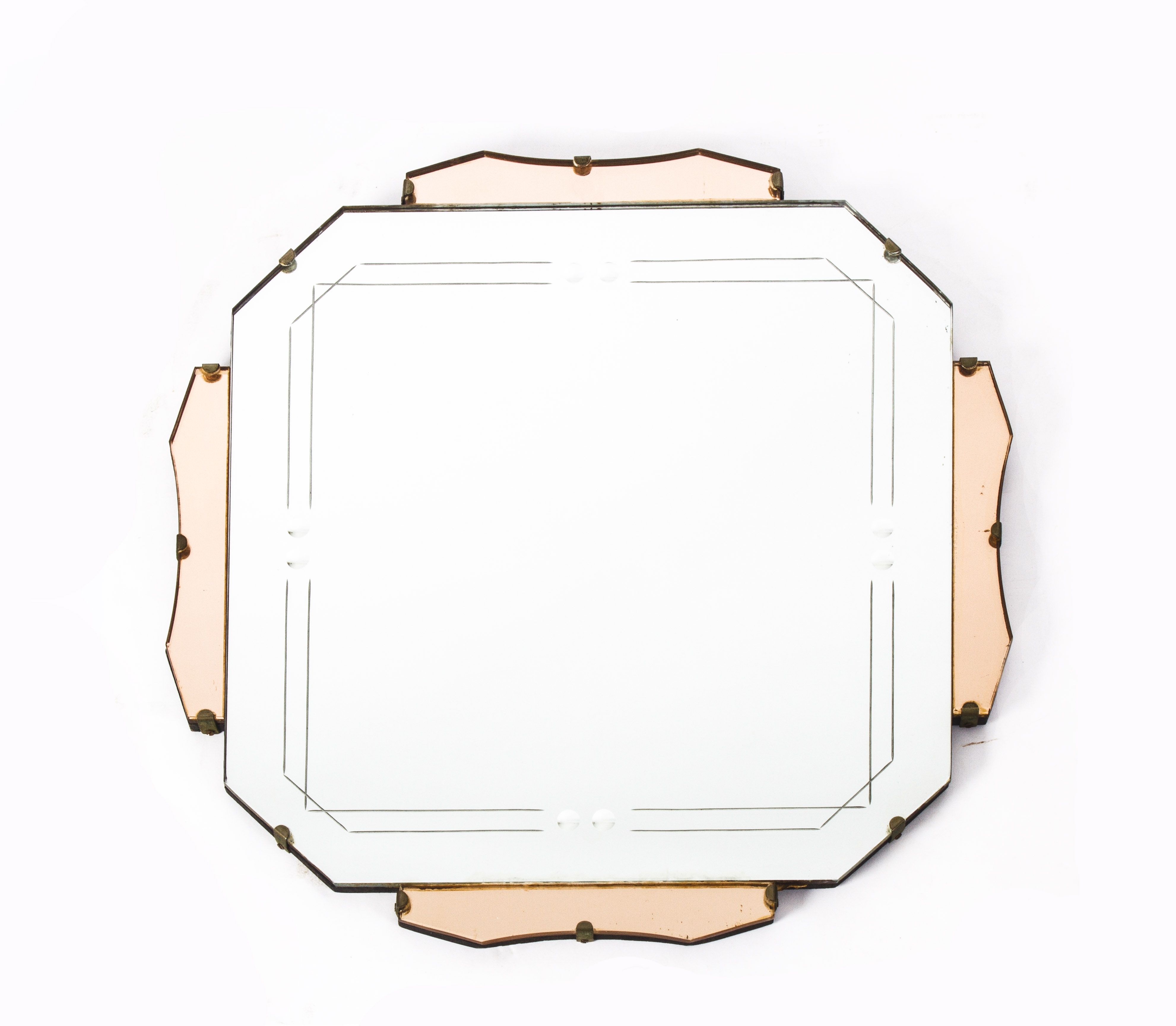 Antique Art Deco Mirror C1920 48 X 48 Cm Intended For Deco Mirror (Photo 6 of 15)
