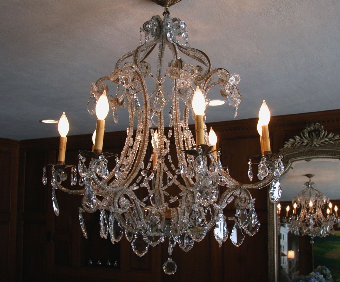 Antique French Macaroni Bead Crystal Chandelier Sold Within French Crystal Chandeliers (View 2 of 15)