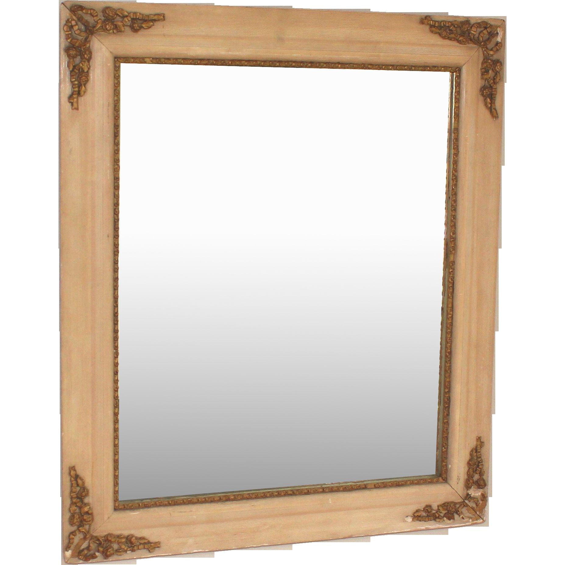Antique French Mirror With Gold Appliques And White Wood Frame Regarding Gold French Mirror (View 11 of 15)