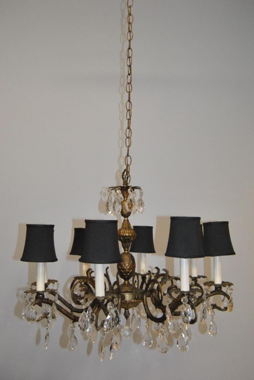 Antique French Style 8 Arm Brass Crystal Chandelier Lefflers In French Style Chandelier (View 14 of 15)
