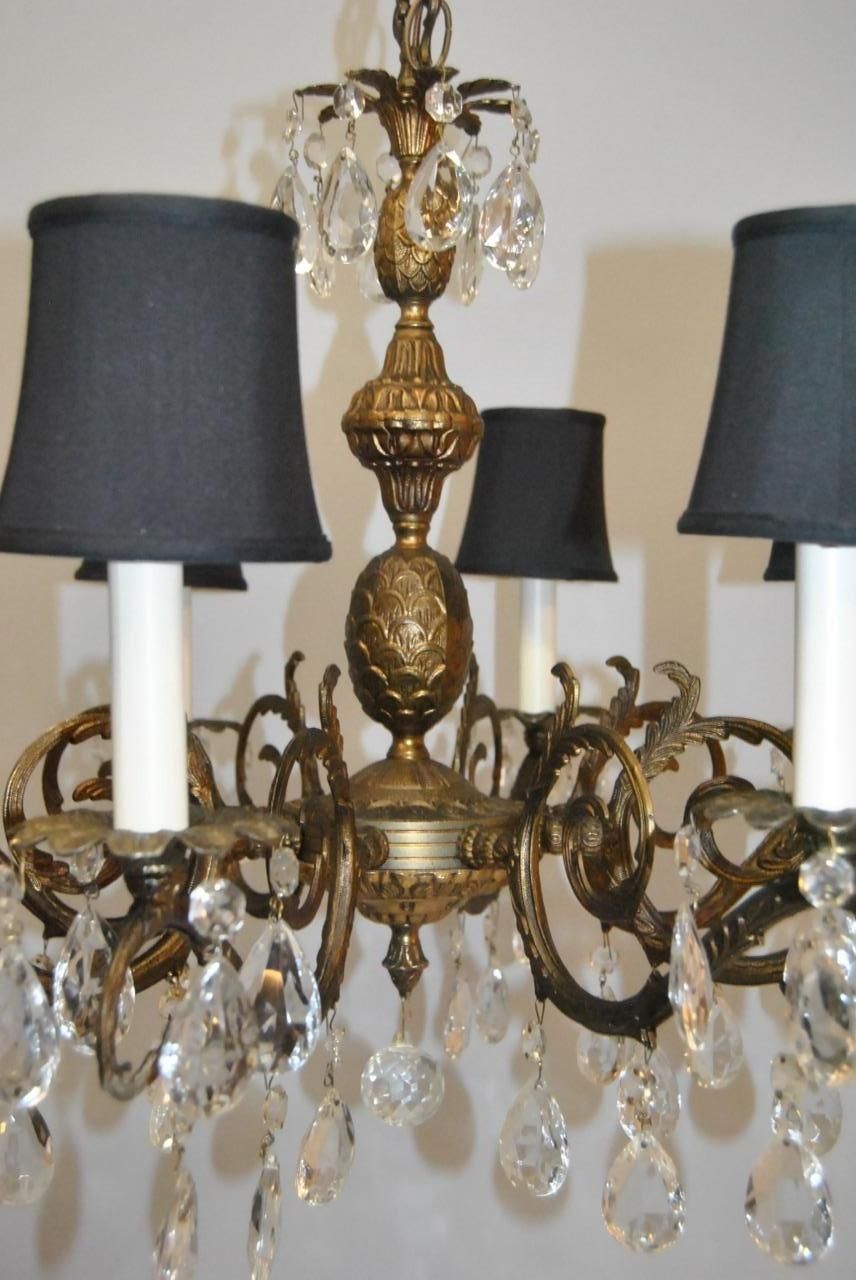 Antique French Style 8 Arm Brass Crystal Chandelier Lefflers Throughout French Style Chandelier (Photo 3 of 15)