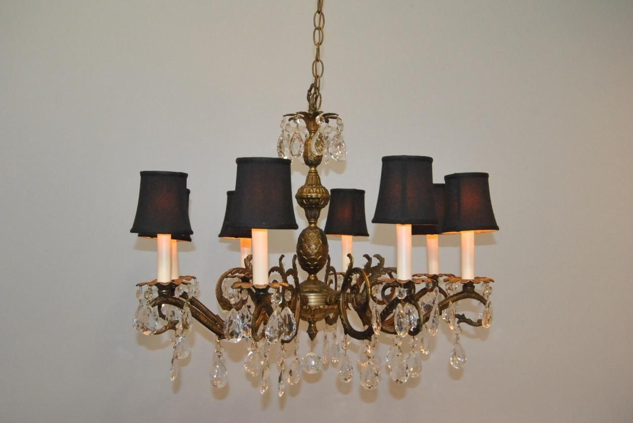 Antique French Style 8 Arm Brass Crystal Chandelier Lefflers With Regard To Brass And Crystal Chandeliers (View 4 of 15)