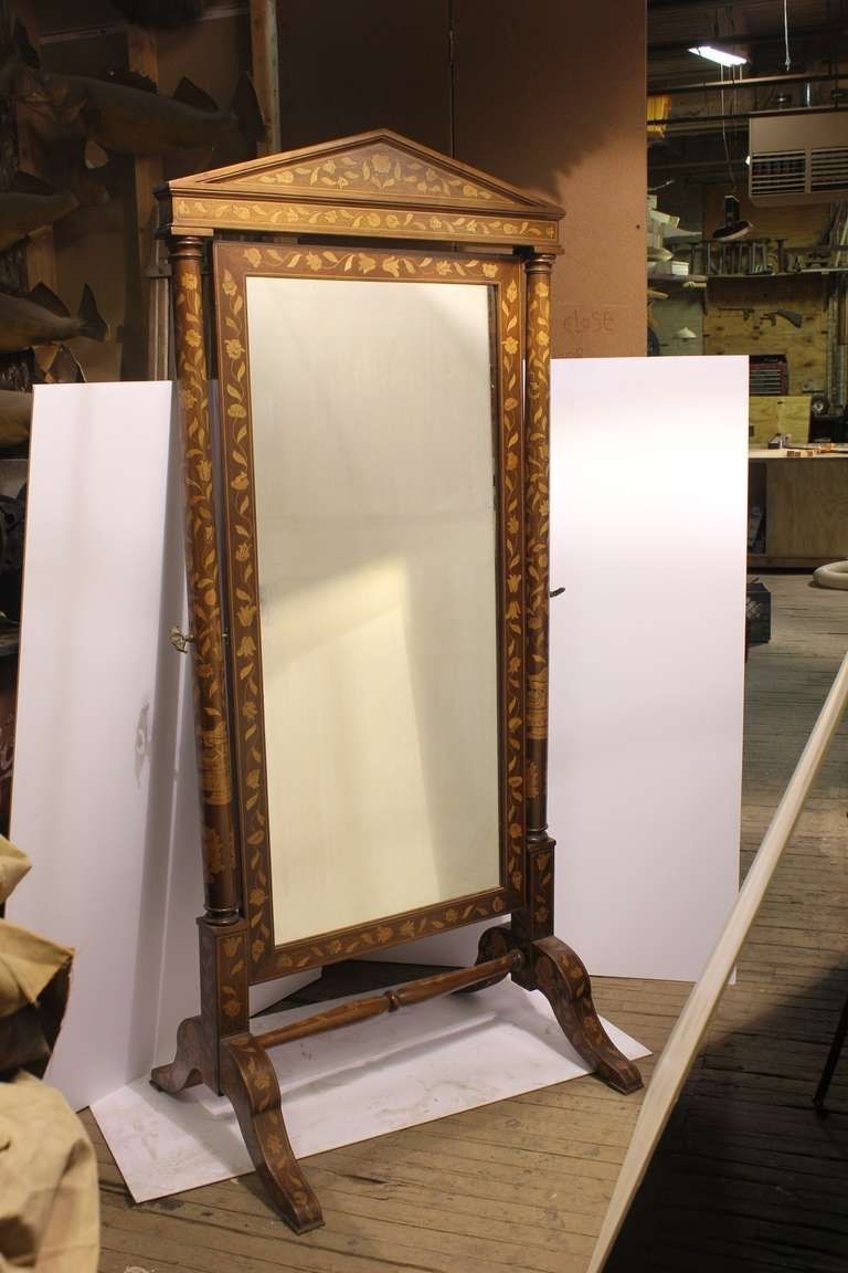 Antique Inlaid Wood Floor Mirror For Sale At 1stdibs Regarding Rococo Floor Mirror (View 13 of 15)