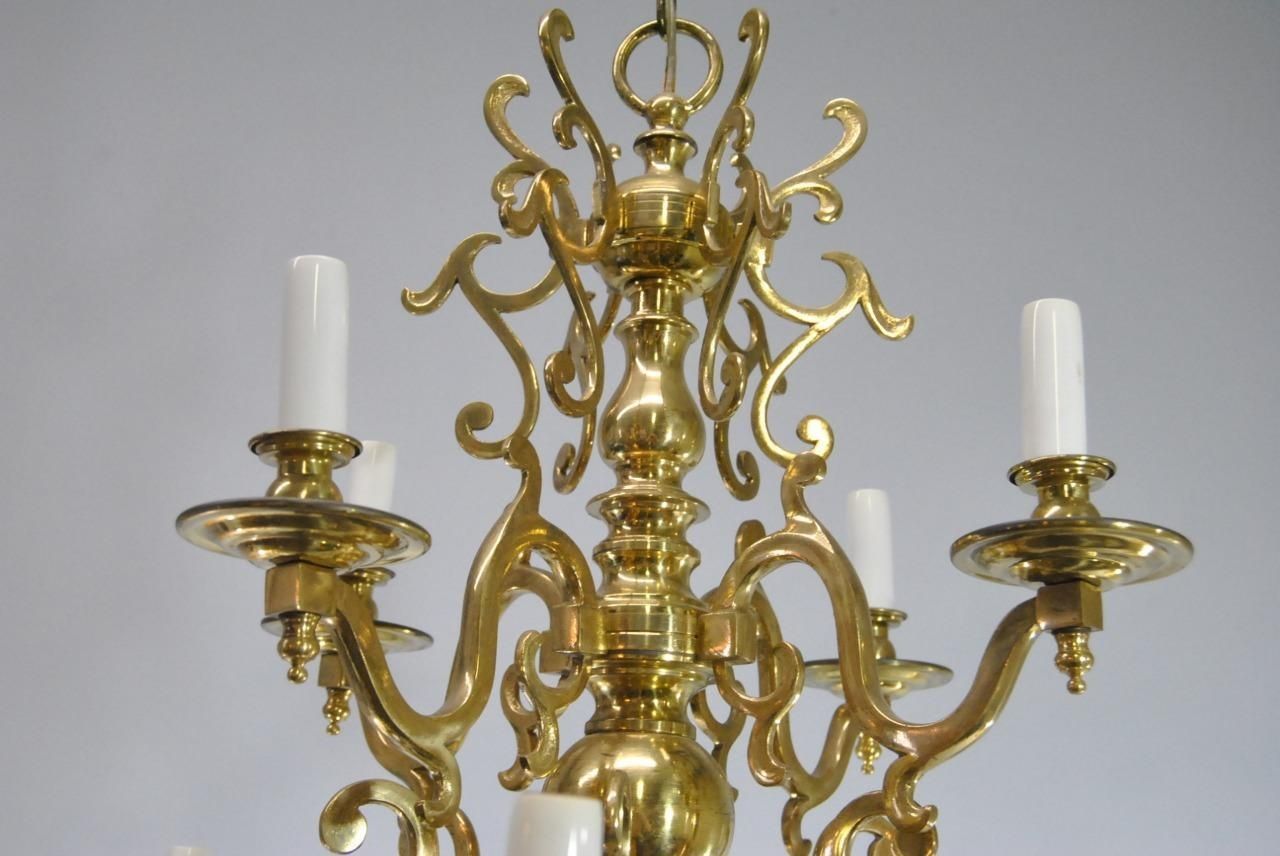 Antique Large Scale 10 Light Brass Chandelier Lefflers Antiques For Large Brass Chandelier (View 6 of 15)