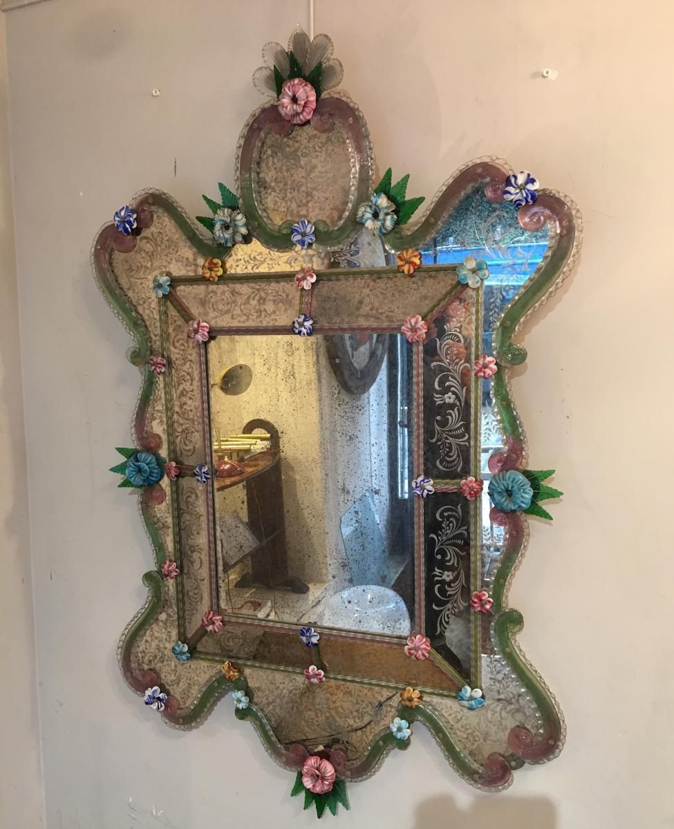 Antique Venetian Mirror For Sale At Pamono Pertaining To Antique Venetian Mirror (Photo 11 of 15)