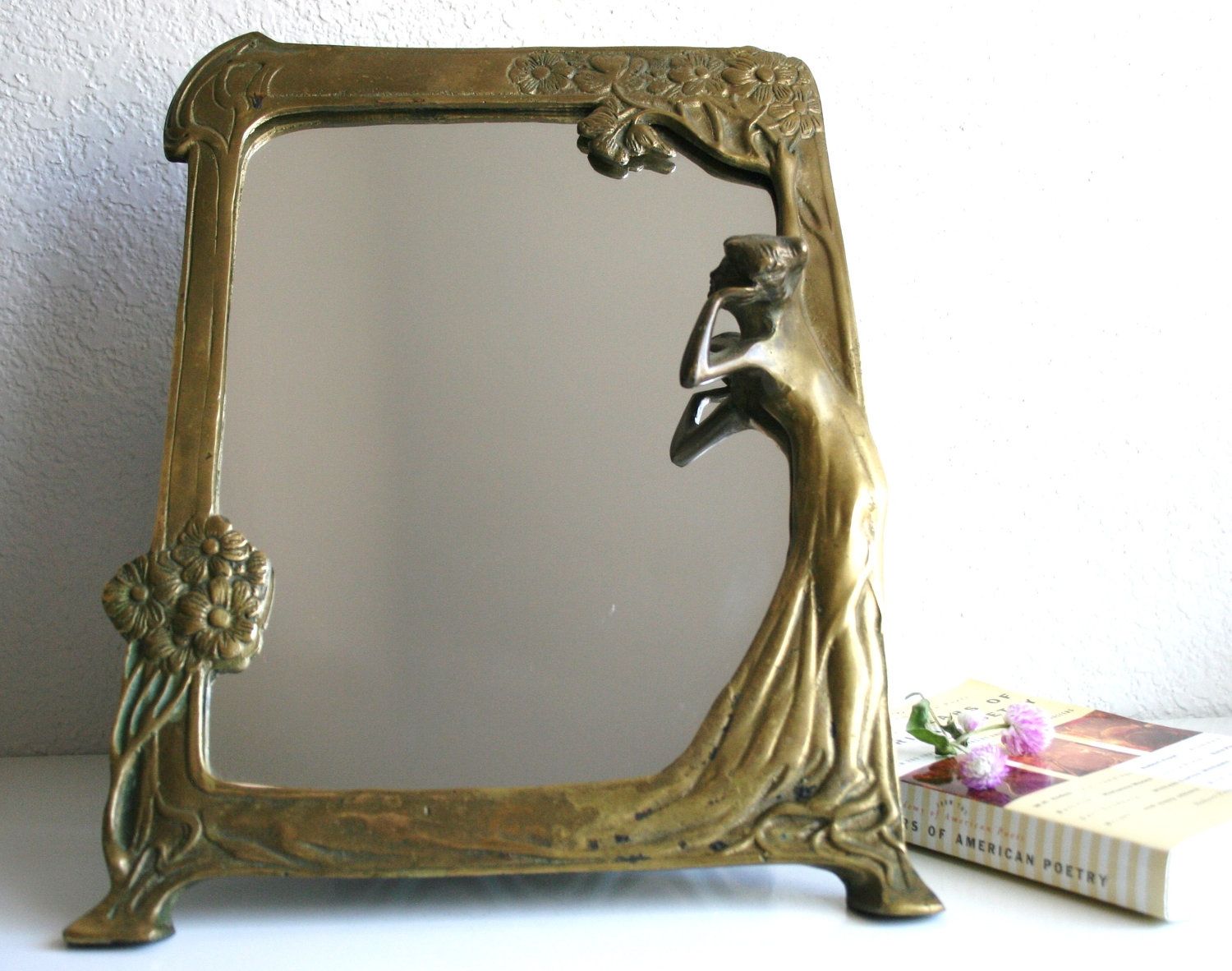 Art Nouveau Brass Table Mirror Throughout Art Nouveau Mirrors (Photo 13 of 15)
