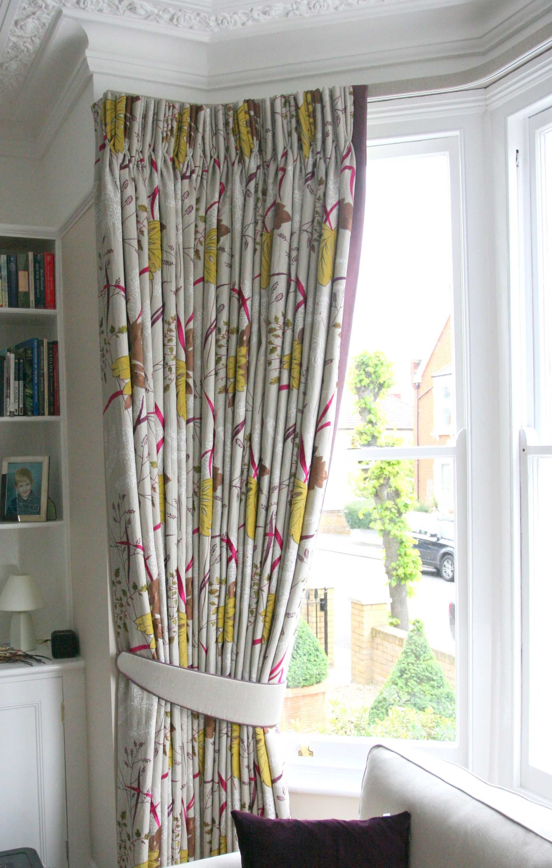 Bay Window Embroidered Linen Curtains Nina Campbell Syvana In Blackout Curtains Bay Window (Photo 11 of 15)