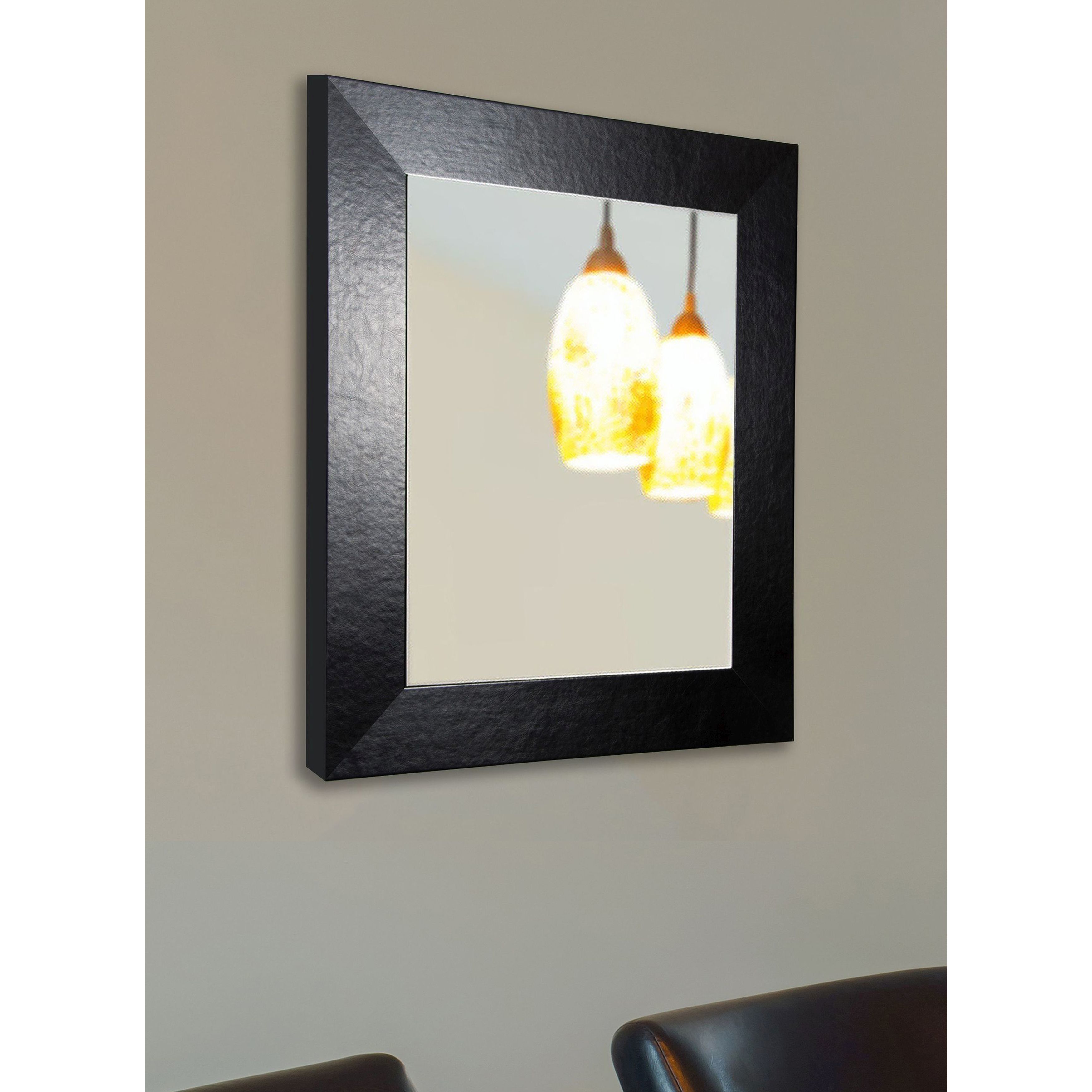 Brayden Studio Rectangle Black Wide Leather Wall Mirror Wayfair Within Leather Wall Mirror (View 2 of 15)