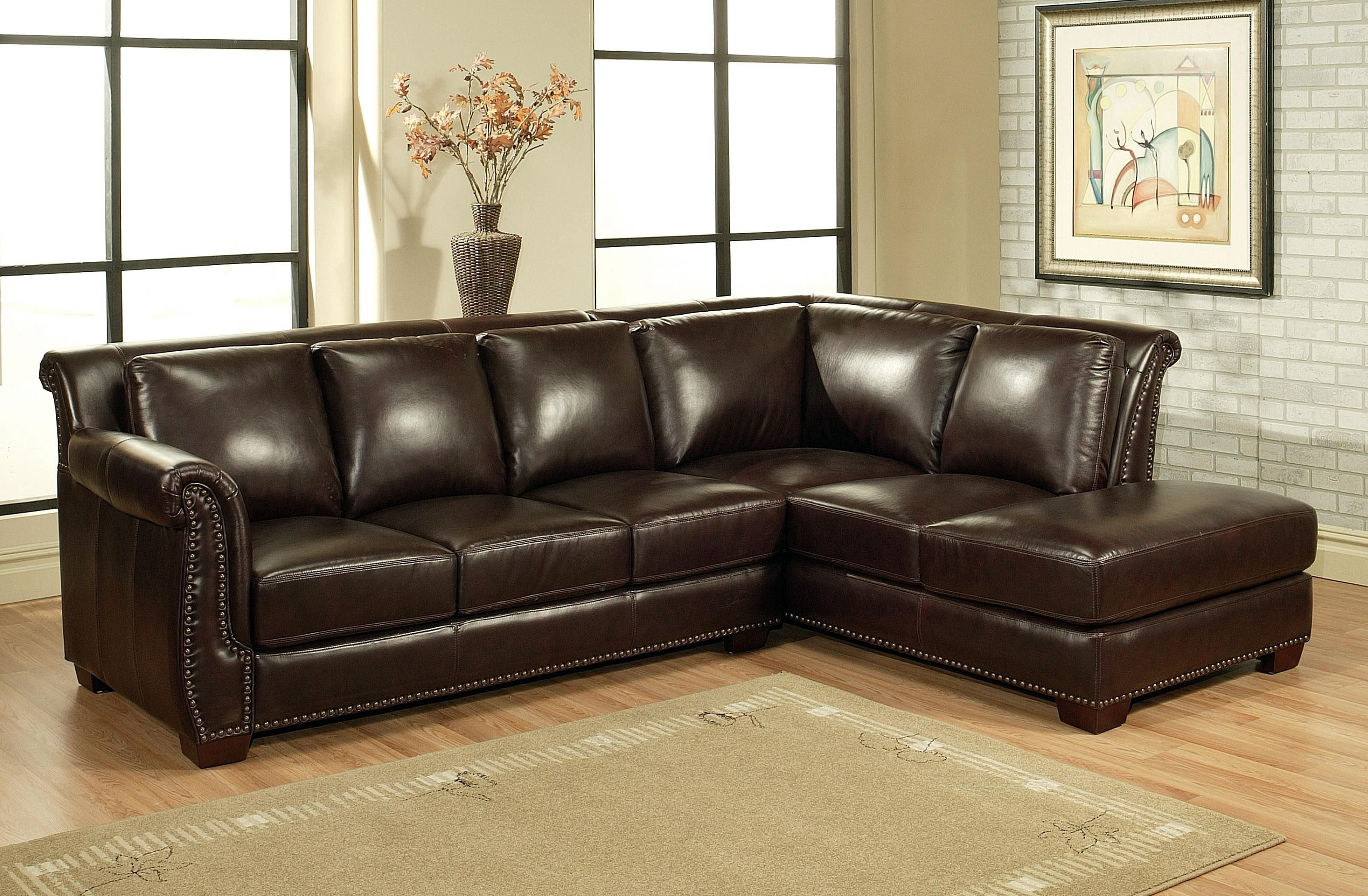 Brown Faux Leather Sectional Sofa With Reclining Combined With Intended For Condo Sectional Sofas (View 15 of 15)