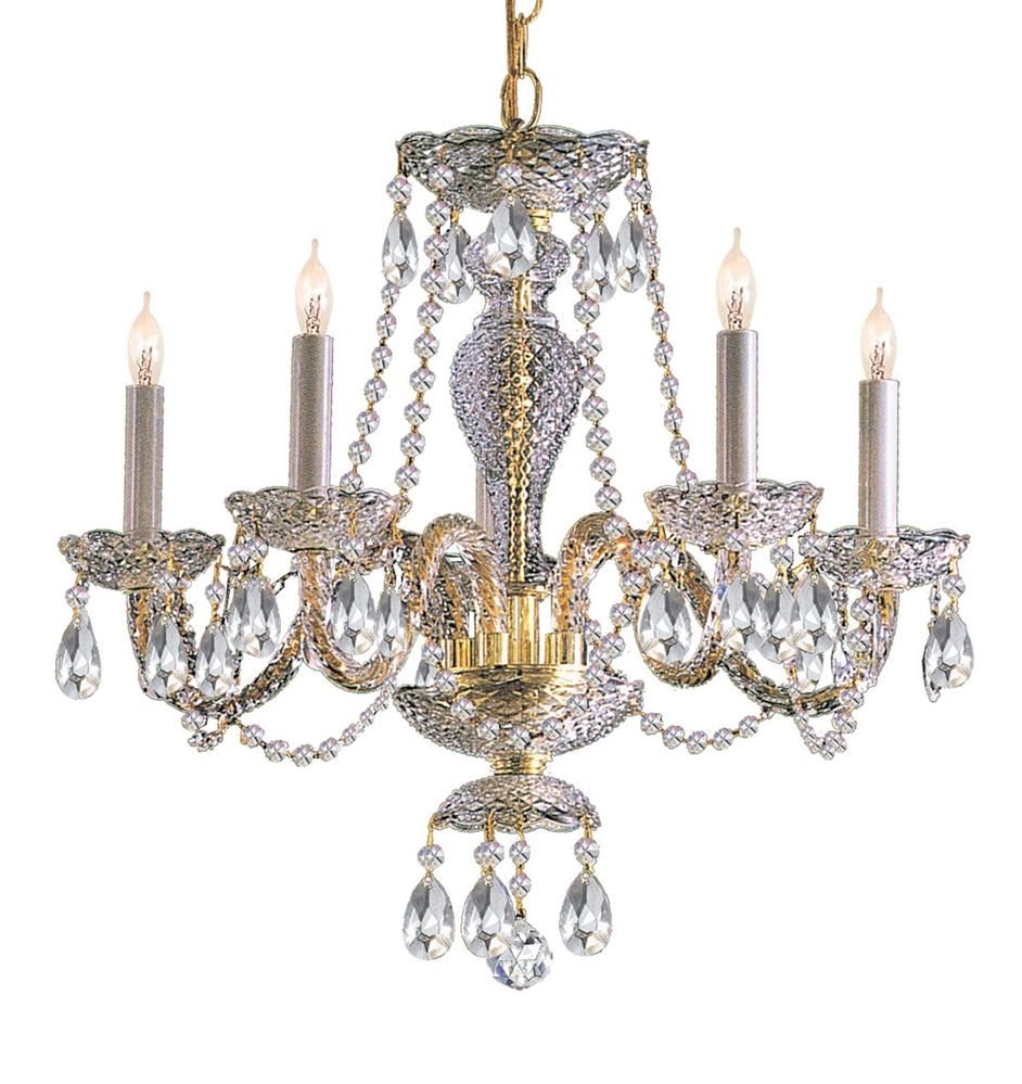 Buy 5 Lights Polished Brass Crystal Chandelier In Crystal And Brass Chandelier (View 2 of 15)