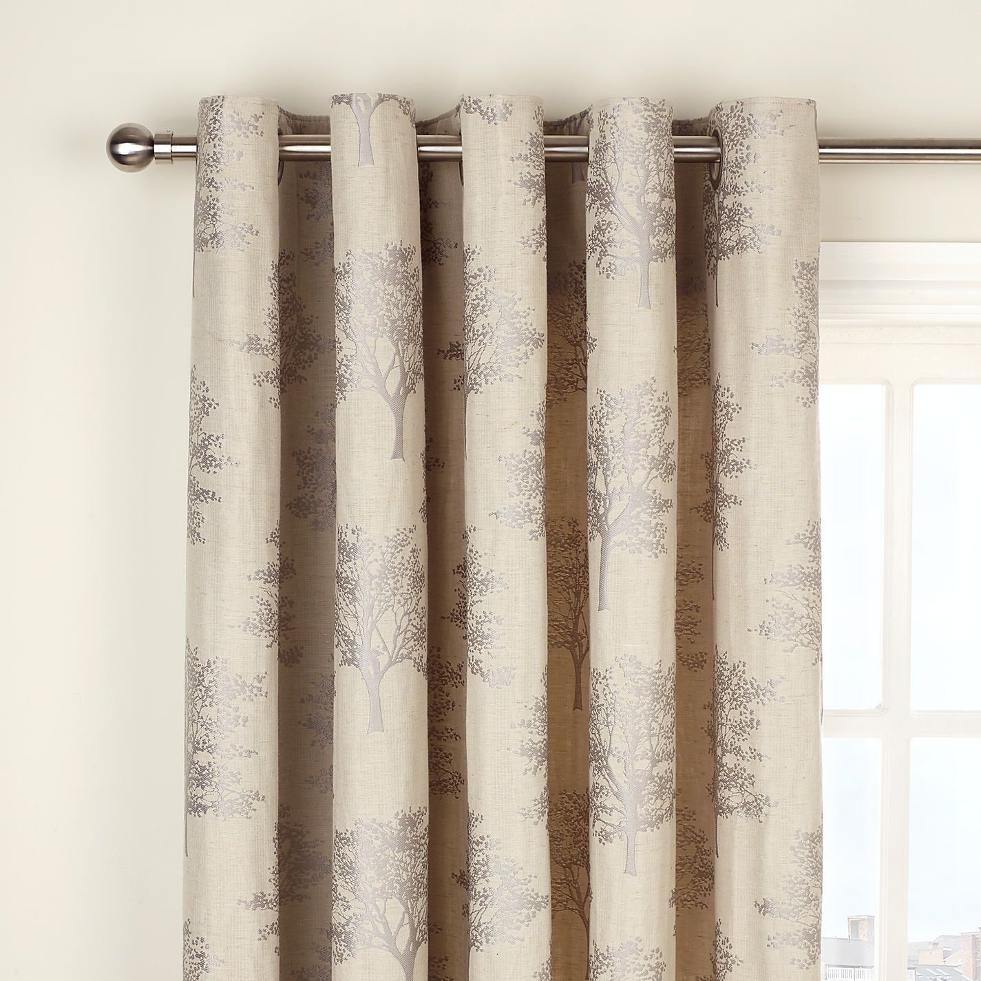 Buy John Lewis Oakley Trees Eyelet Lined Curtains From Our View For Beige Lined Curtains (View 11 of 15)