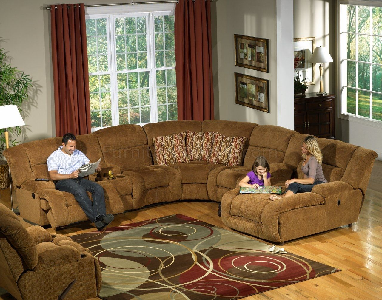 Camel Fabric Enterprise 4pc Reclining Sectional Sofa Woptions Inside Camel Sectional Sofa (View 6 of 15)