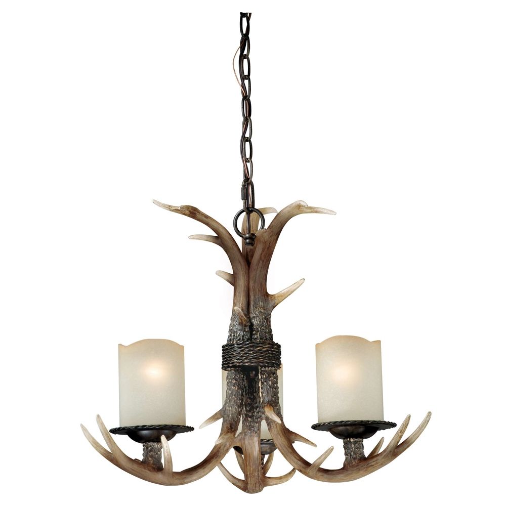 Cast Antler Chandelier 3 Light With Antler Chandeliers And Lighting (Photo 4 of 15)
