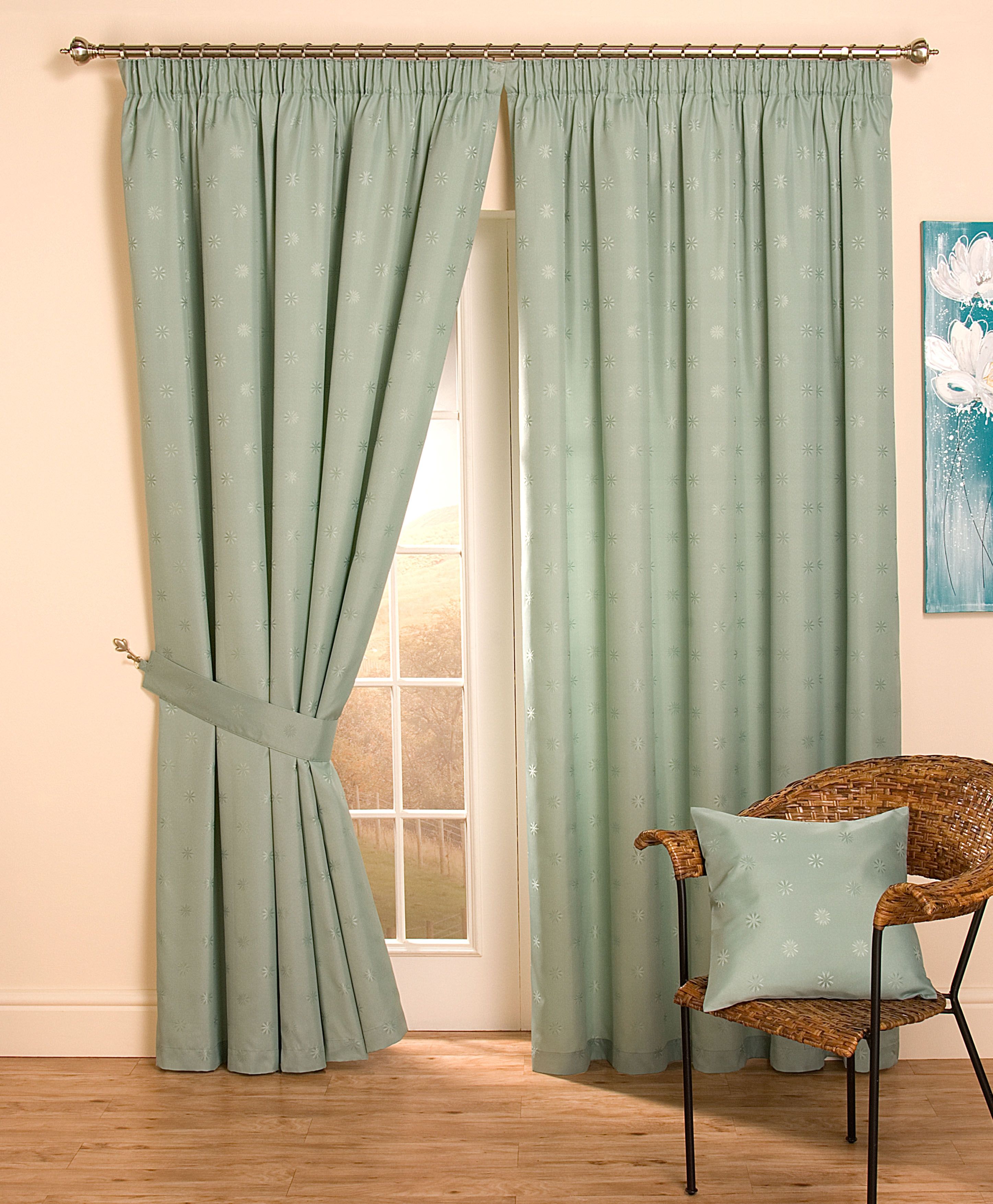 Cheap Full Lined Tape Top Pencil Pleat Jacquard Curtains Thermal Intended For Thermal Door Curtains (Photo 5 of 15)