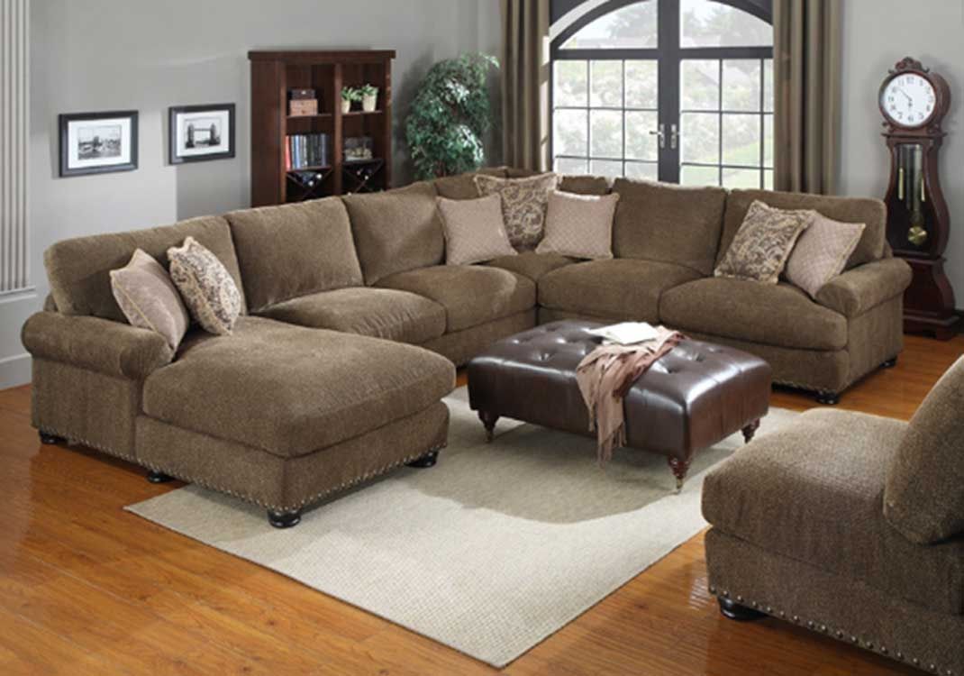 Chenille Sectional Sofa Chenille Sectional Sofa With Chaise 48 Within Chenille And Leather Sectional Sofa (Photo 6 of 15)
