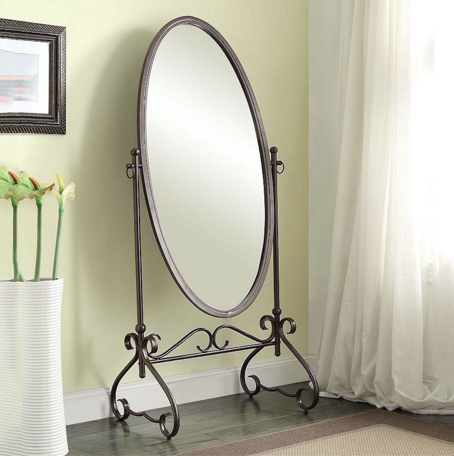 Cheval Floor Mirror Large Oval Antique Bedroom Full Length Tilt Pertaining To Free Standing Antique Mirror (Photo 15 of 15)