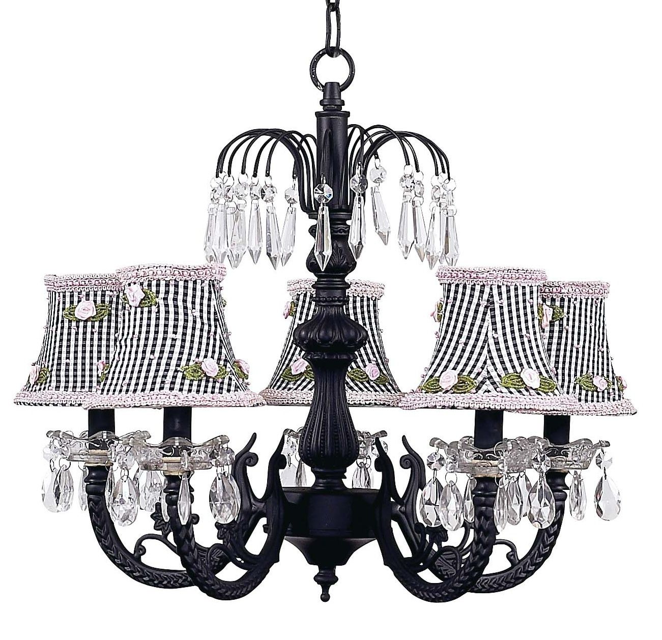 Chic Waterfall Black Chandelier With Check Shades 7047 2255 Throughout Vintage Black Chandelier (Photo 8 of 15)