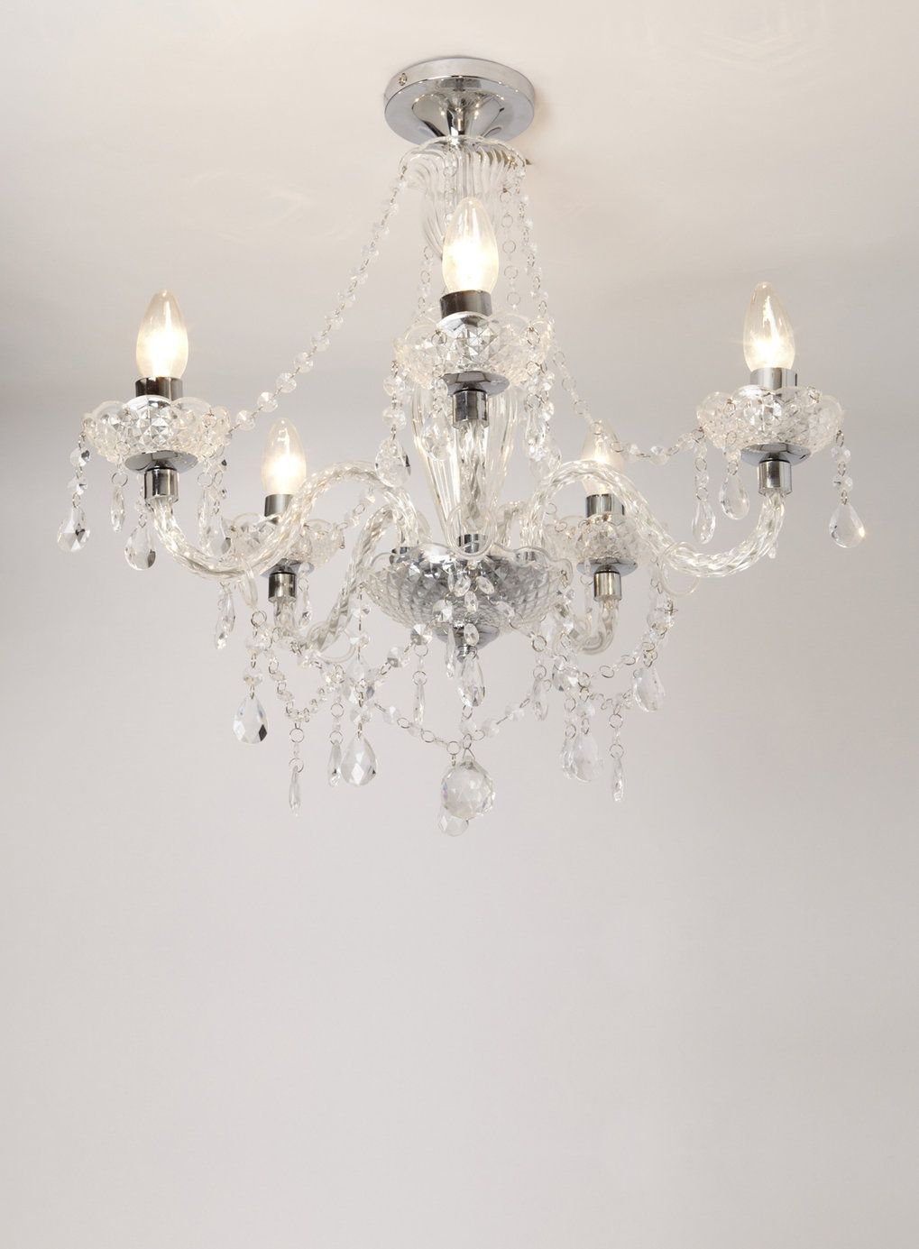 Chrome Bryony 5 Light Semi Flush Chandelier Bhs Home Ideas Pertaining To Flush Chandelier (View 2 of 15)