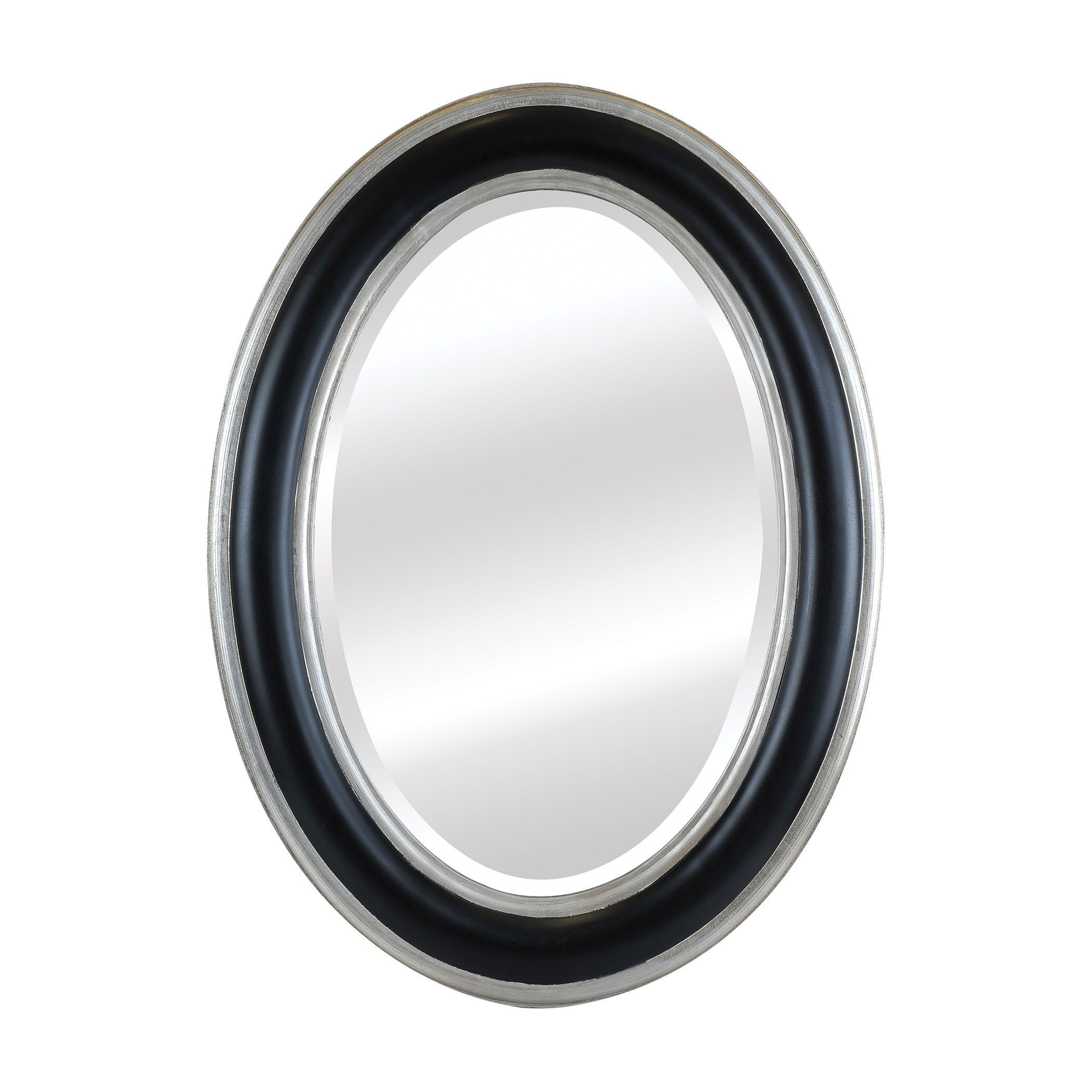 Clyburn Oval Black Mirror Antique Silver Matte Black Products Pertaining To Oval Black Mirror (View 14 of 15)