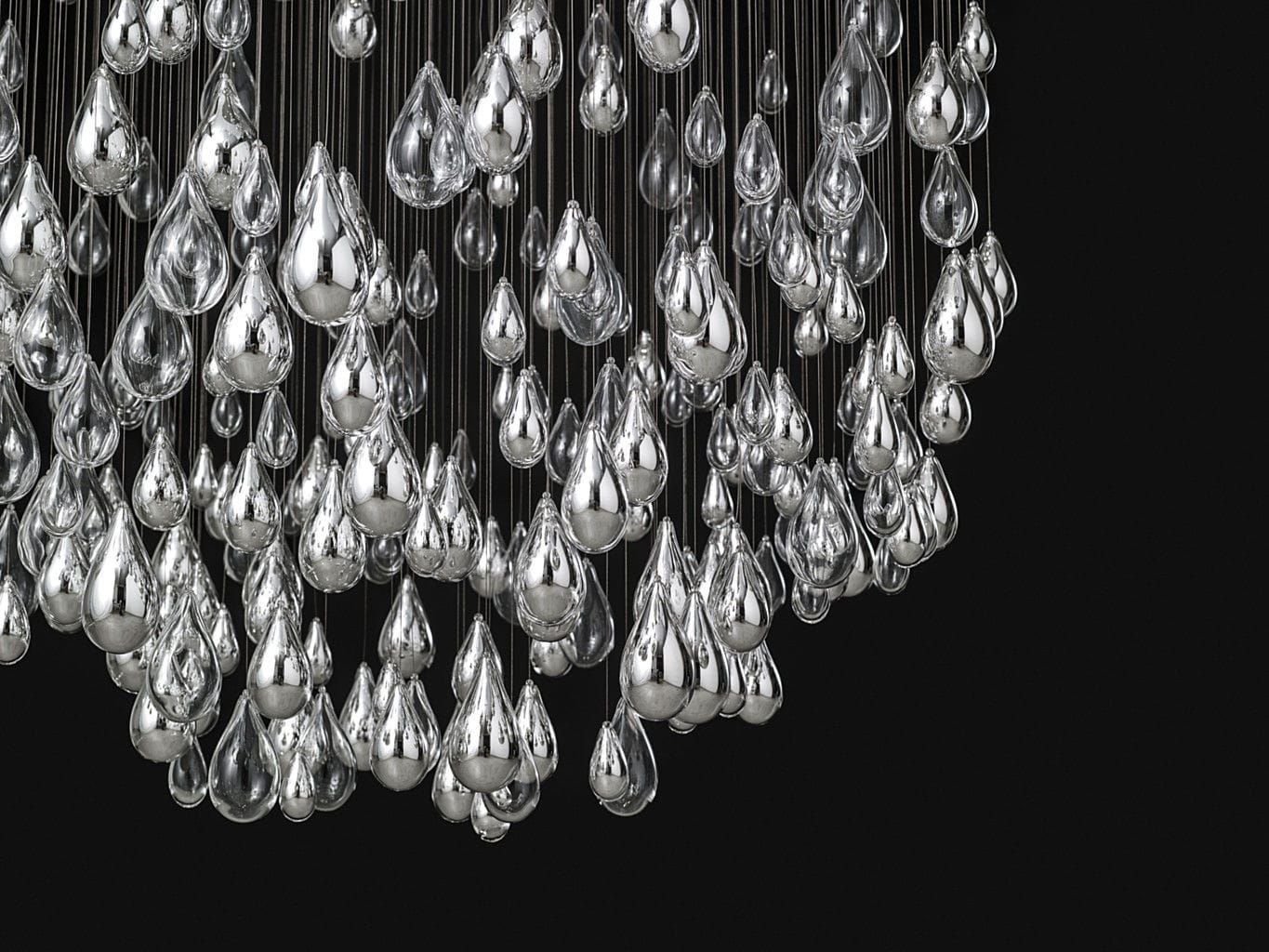 Contemporary Chandelier Blown Glass Stainless Steel Led Intended For Glass Droplet Chandelier (View 12 of 15)