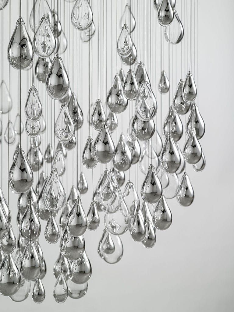 Contemporary Chandelier Blown Glass Stainless Steel Led Pertaining To Glass Droplet Chandelier (View 15 of 15)