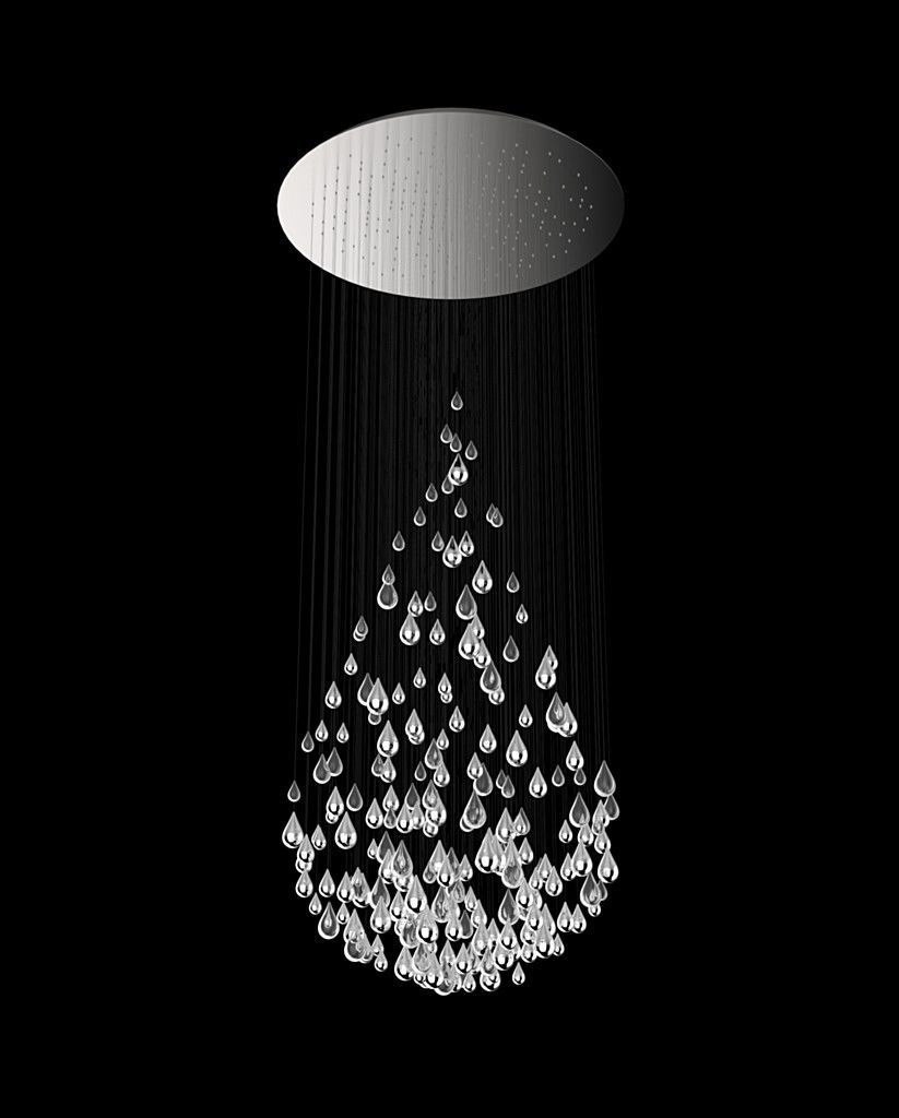 Contemporary Chandelier Blown Glass Stainless Steel Led Throughout Glass Droplet Chandelier (View 1 of 15)