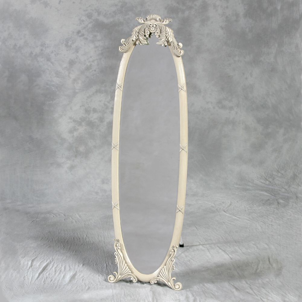 Cream Free Standing Dressing Mirror With Metal Stand Chic With Regard To Free Standing Oval Mirror (View 6 of 15)