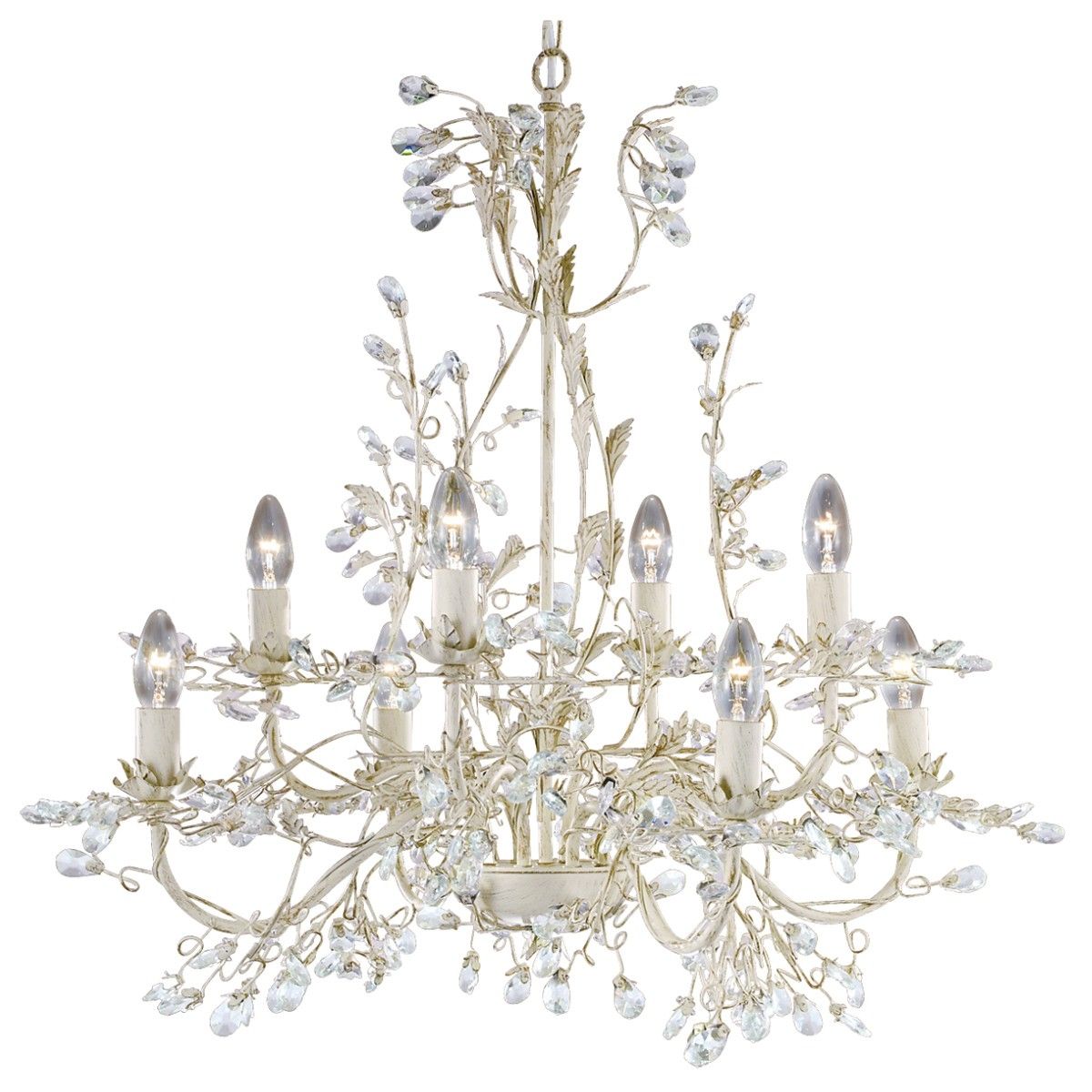 Cream Gold Finish 8 Light Chandelier With Crystal Dressing For Cream Gold Chandelier (View 7 of 15)