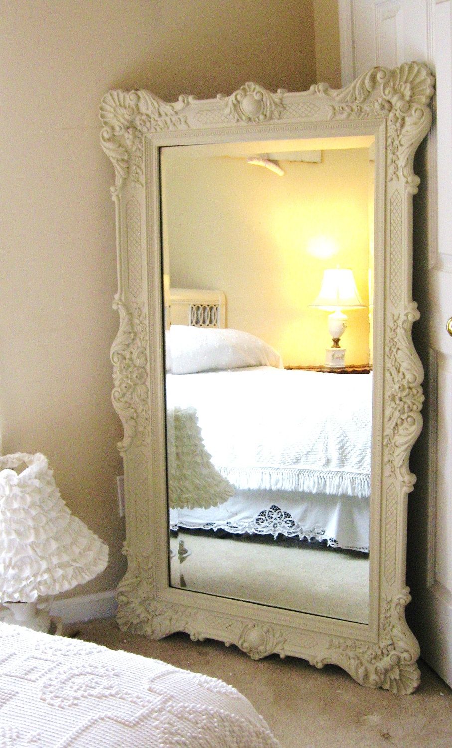 D R E S S I N G Mirror Vintage Leaning Mirror Floor Mirror With Shabby Chic Floor Mirror (View 4 of 15)