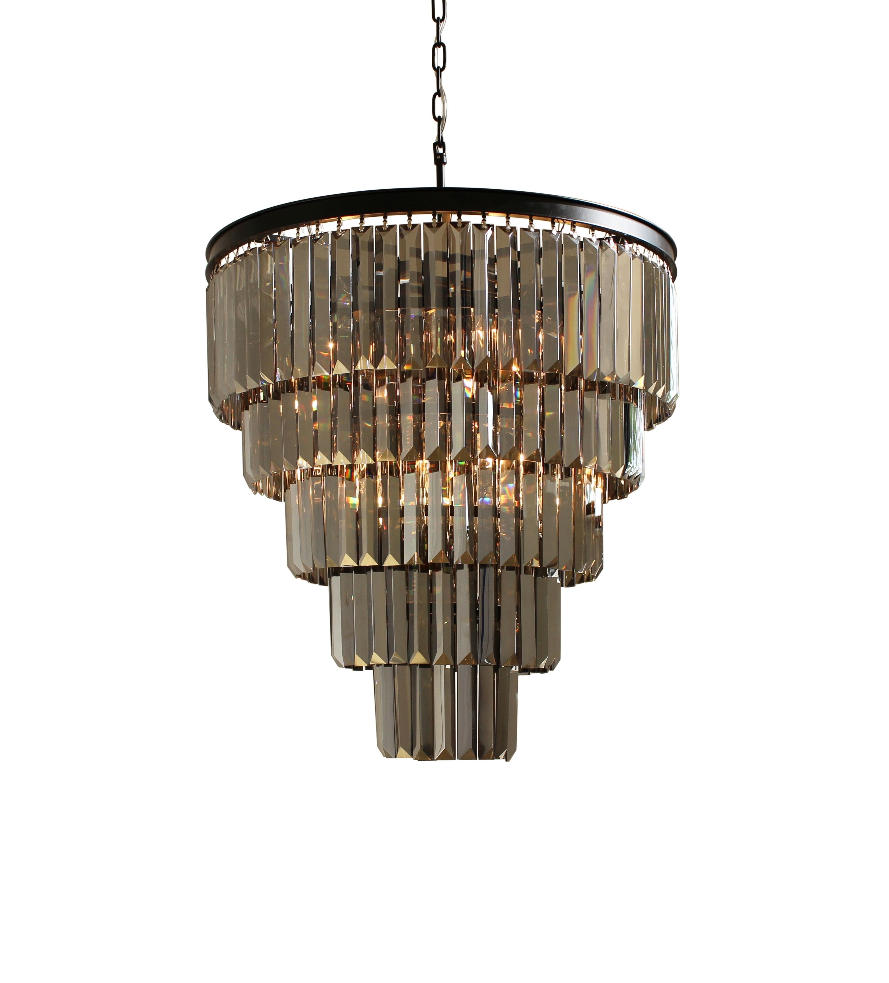 Dangelo 12 Light Round Smoked Glass Crystal Prism Chandelier Throughout Smoked Glass Chandelier (View 8 of 15)