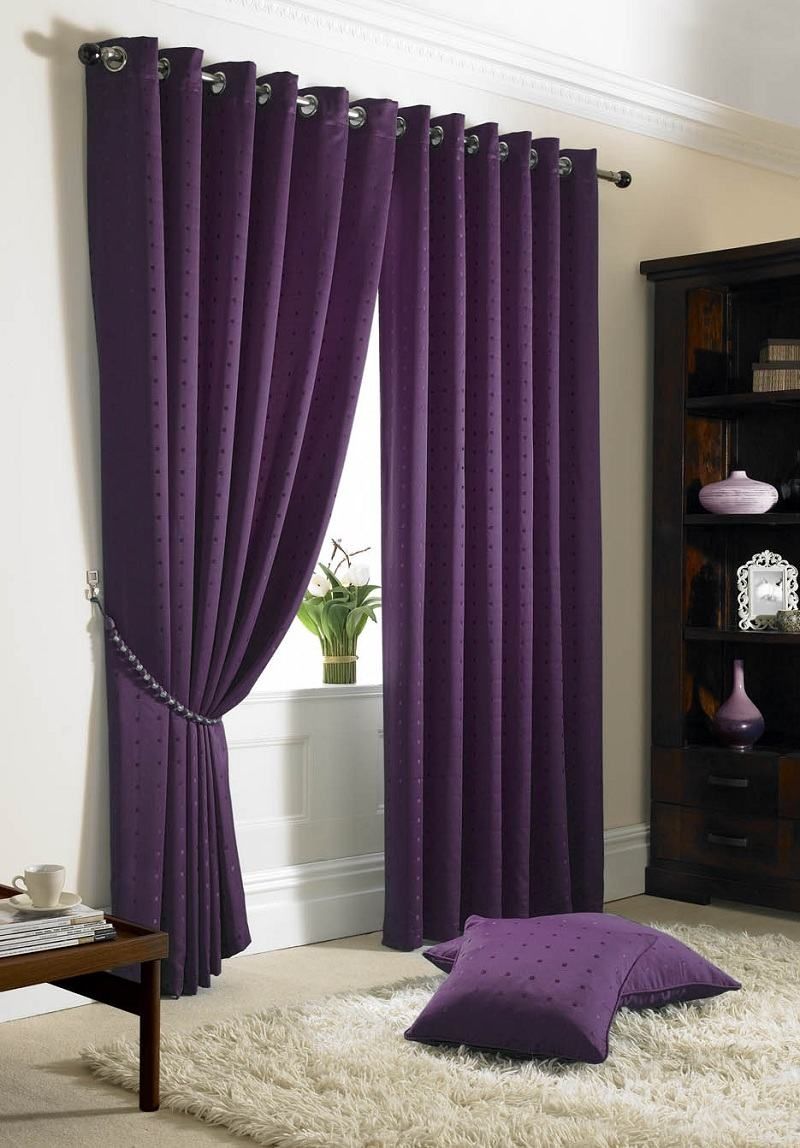 Dark Purple Curtains Madison Eyelet Curtains Purple A For Double Lined Curtains (View 7 of 15)