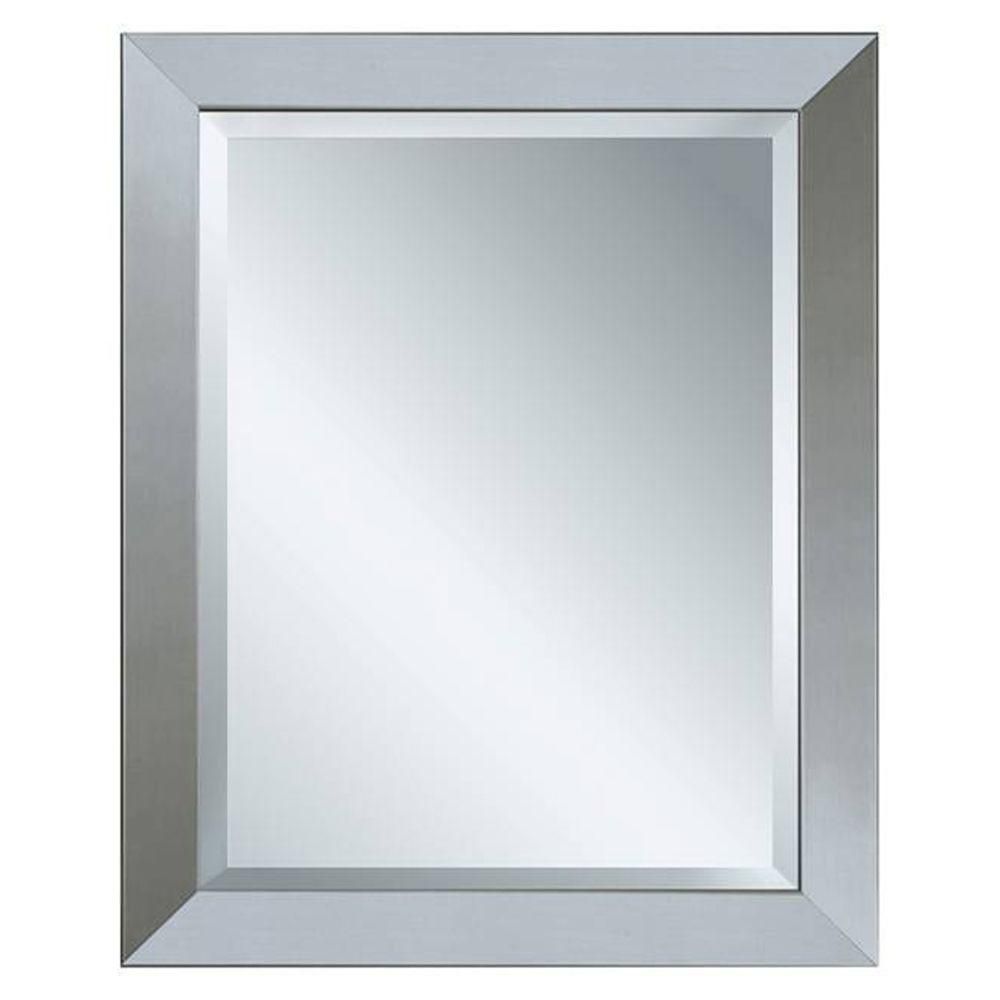 Deco Mirror 44 In X 34 In Modern Wall Mirror In Brushed Nickel For Mirror Modern (View 10 of 15)
